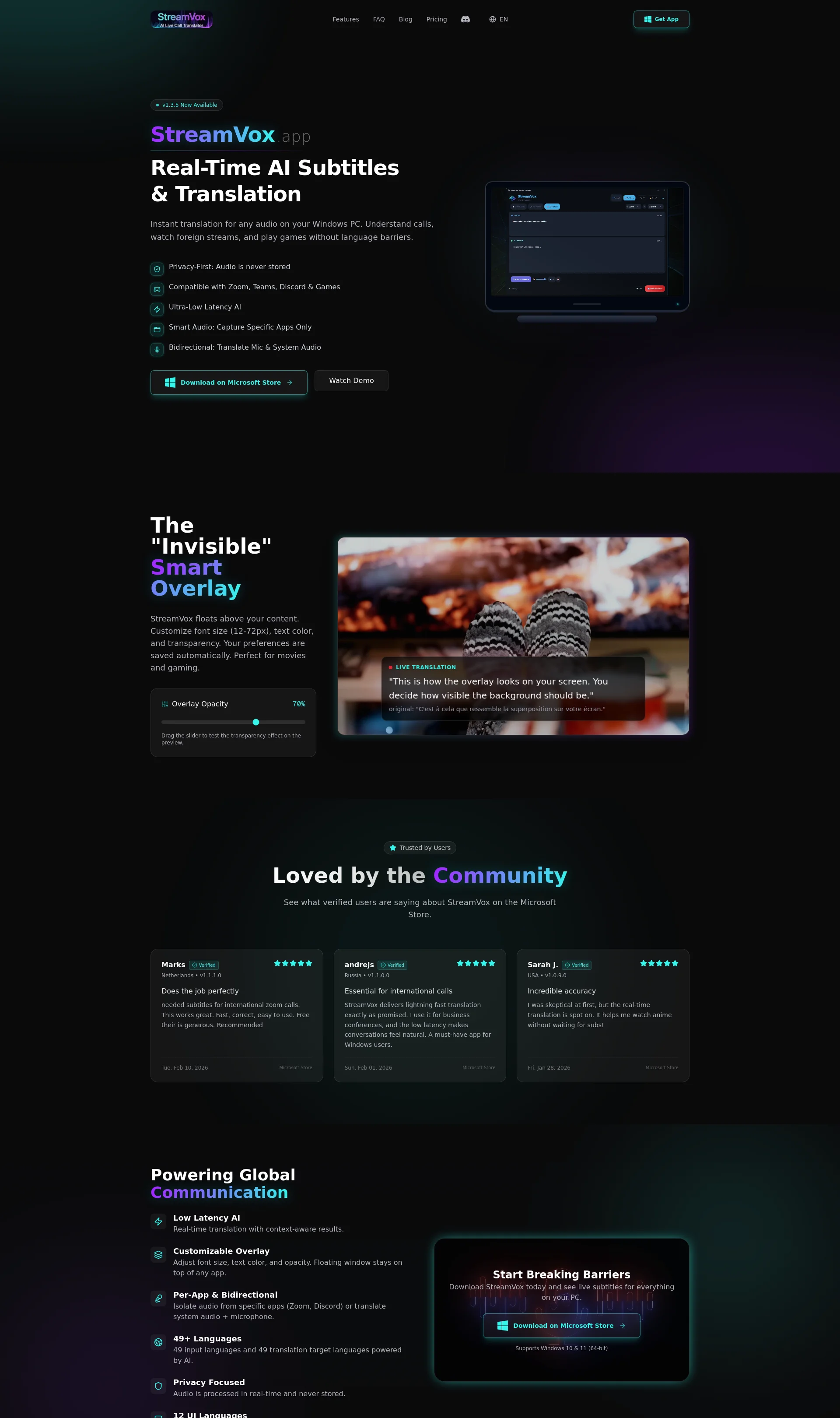 Real-Time AI Subtitles & Translation for Windows
