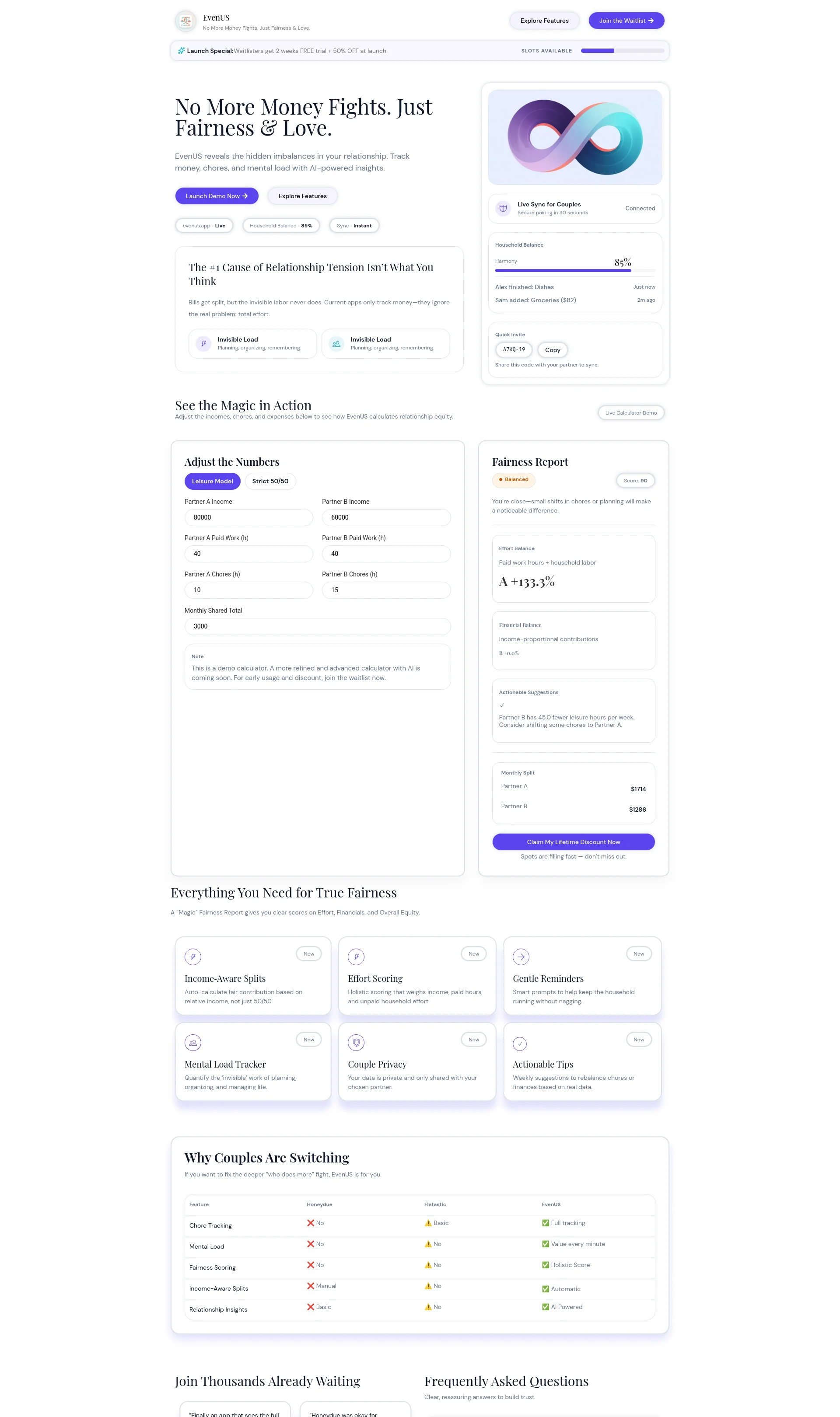 No More Money Fights. Just Fairness & Love.