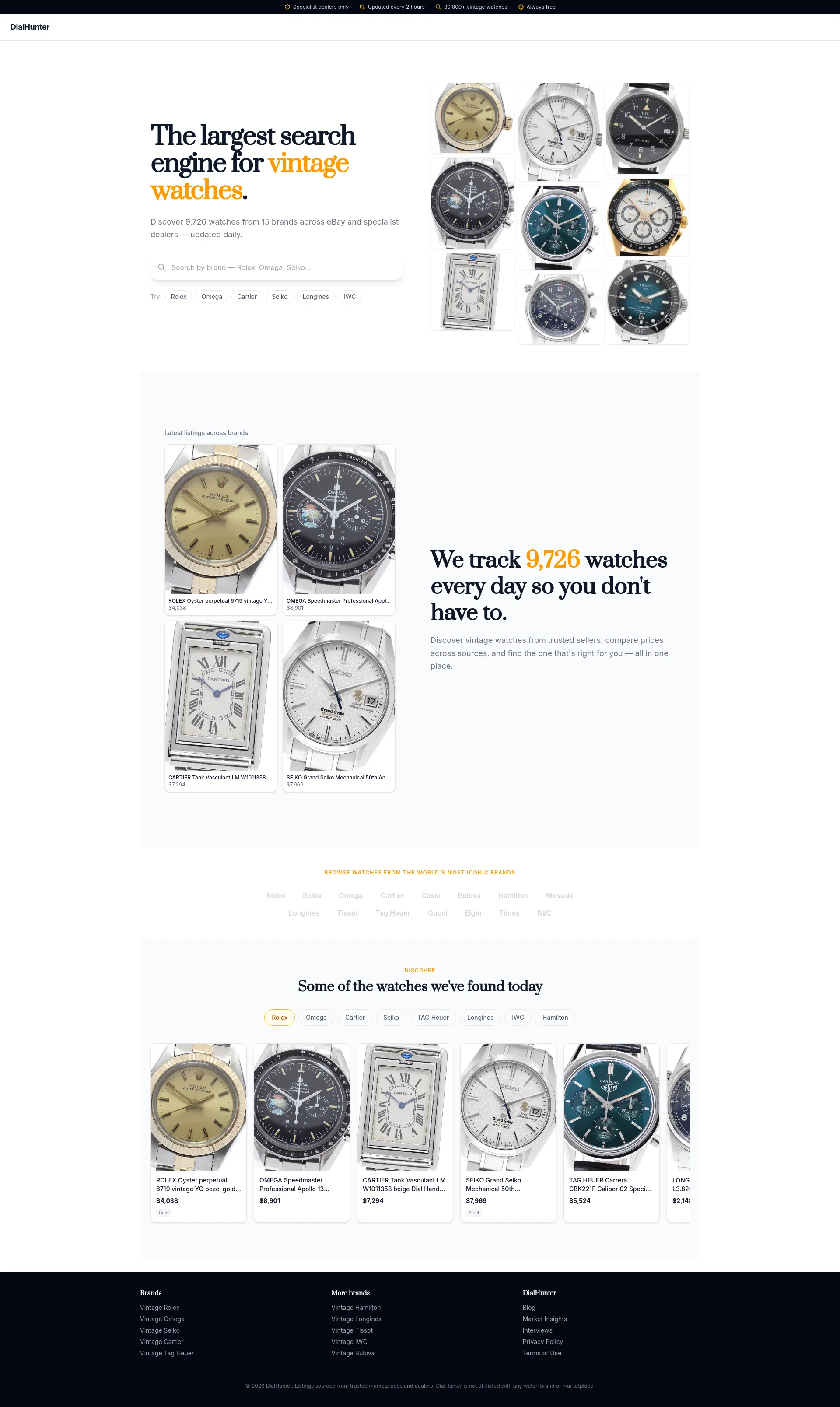 Vintage Watch Listings from eBay & Specialist Dealers