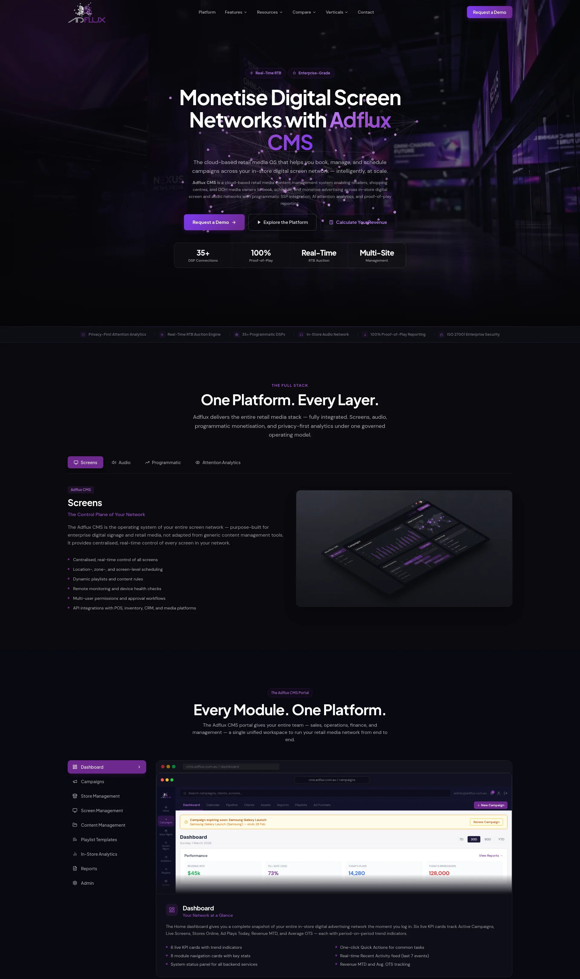 The cloud-based retail media OS that helps you book, manage, and schedule campaigns across your in-store digital screen network — intelligently, at scale.