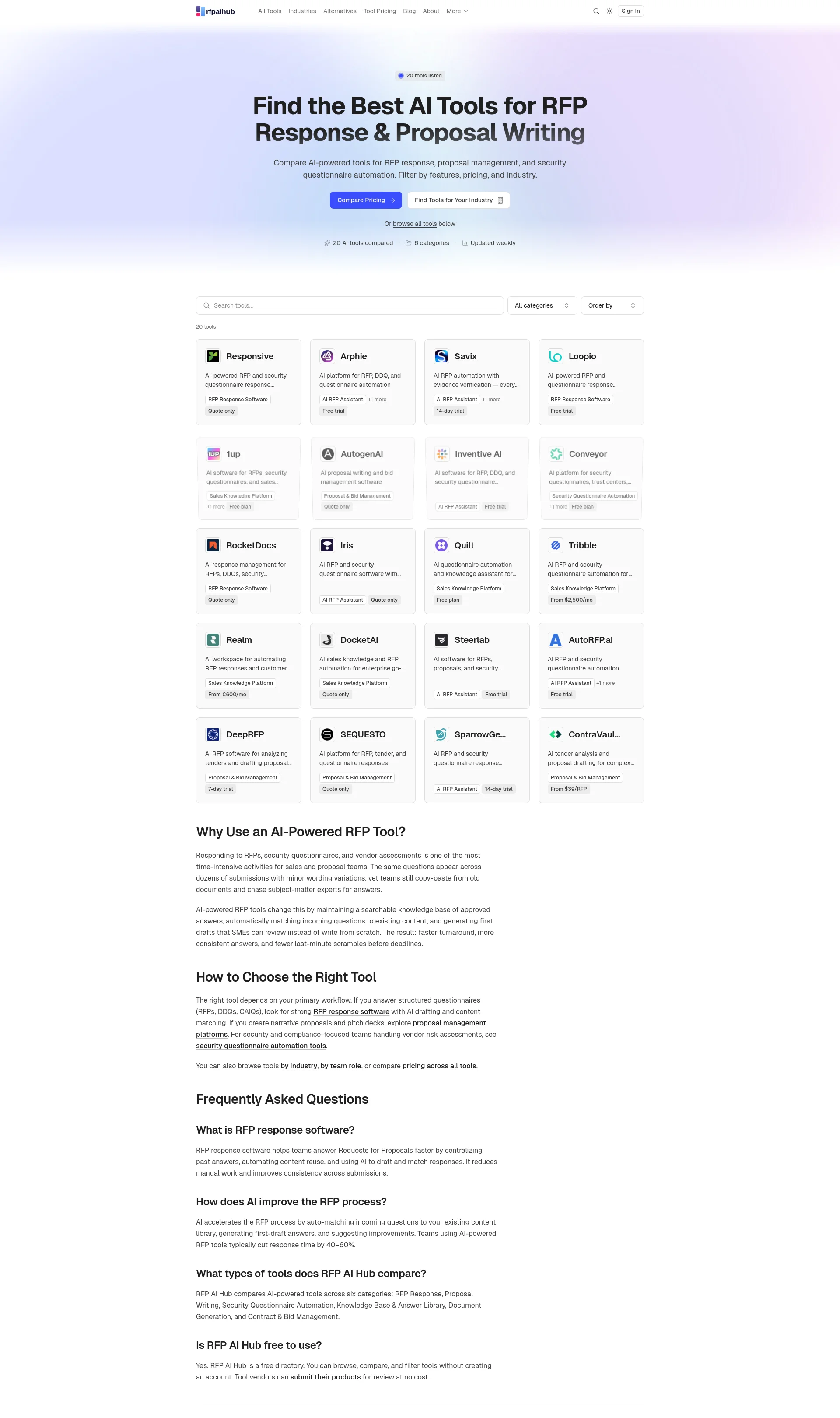 Best AI Tools for RFP Response & Proposals