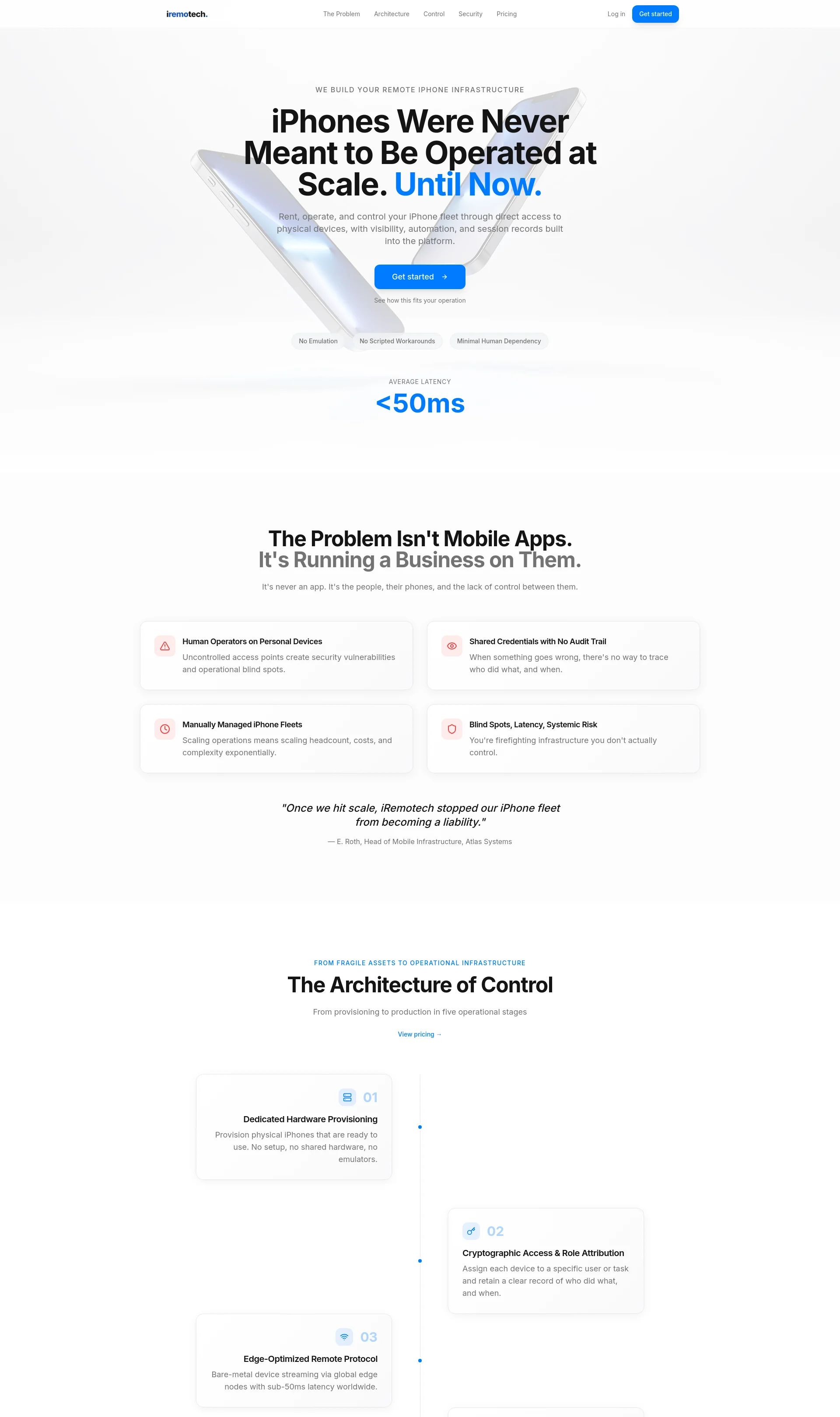 Remote iPhone Infrastructure for Enterprise