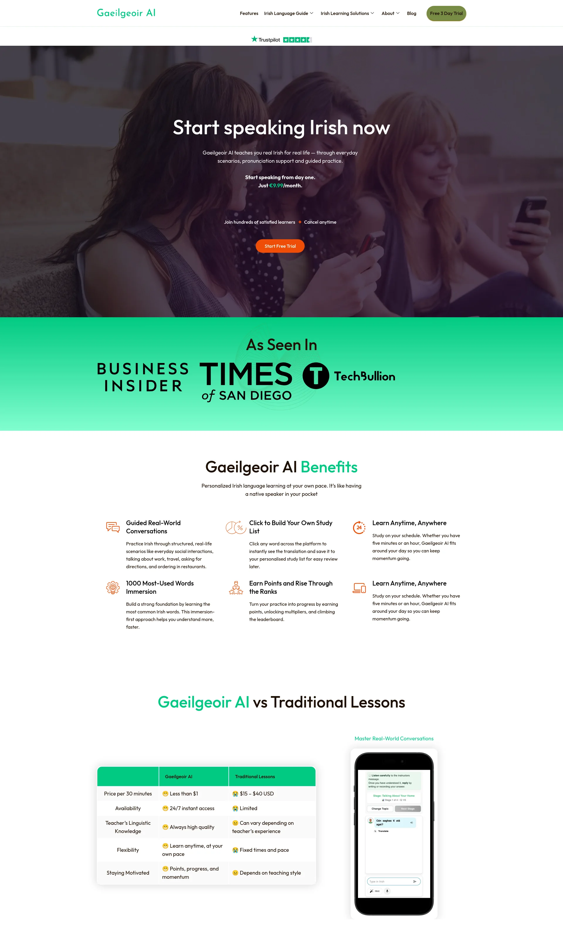 Learn Irish Easily with Gaeilgeoir AI - Start Your Free 3-Day Trial