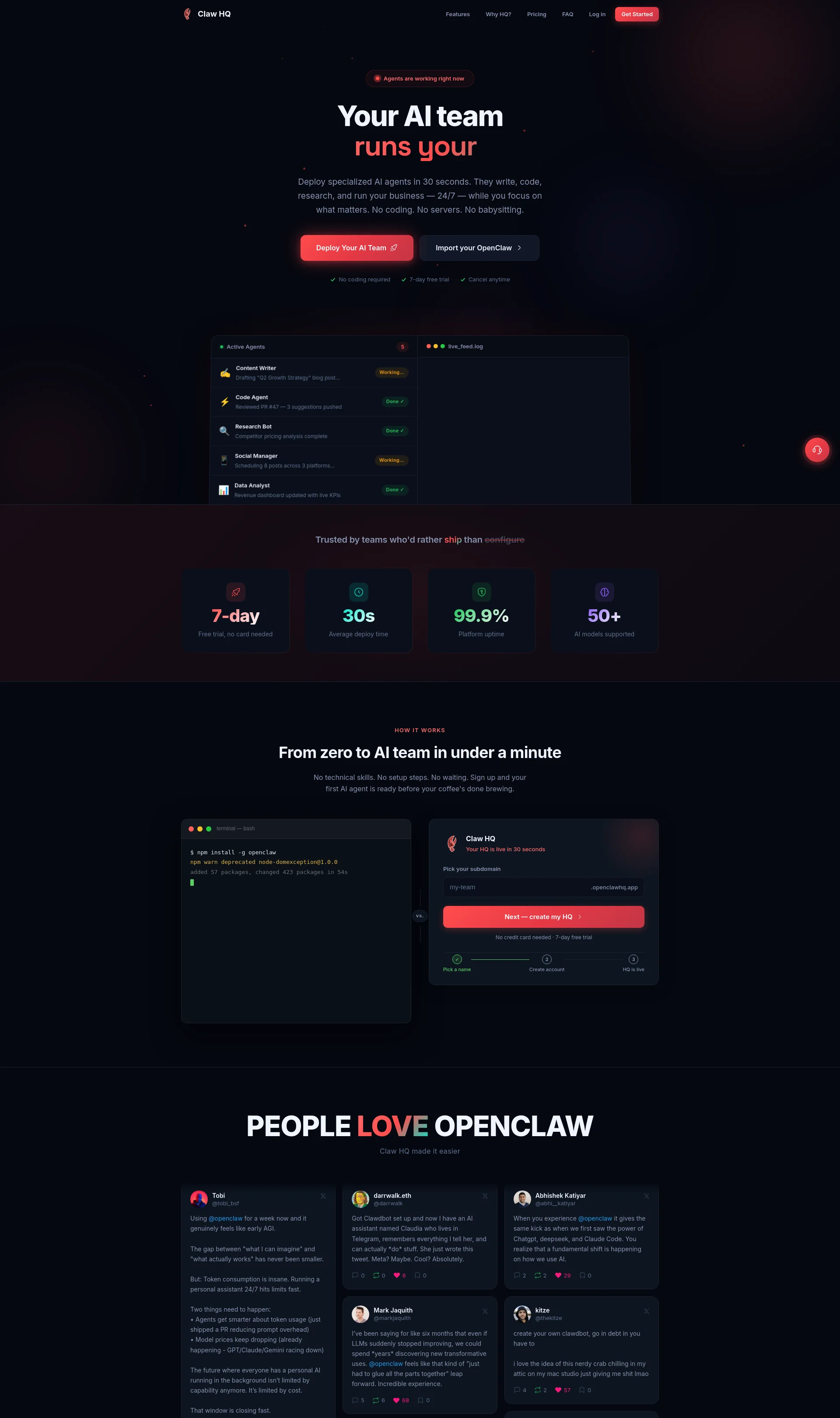 Your AI Team, Deployed in 30 Seconds