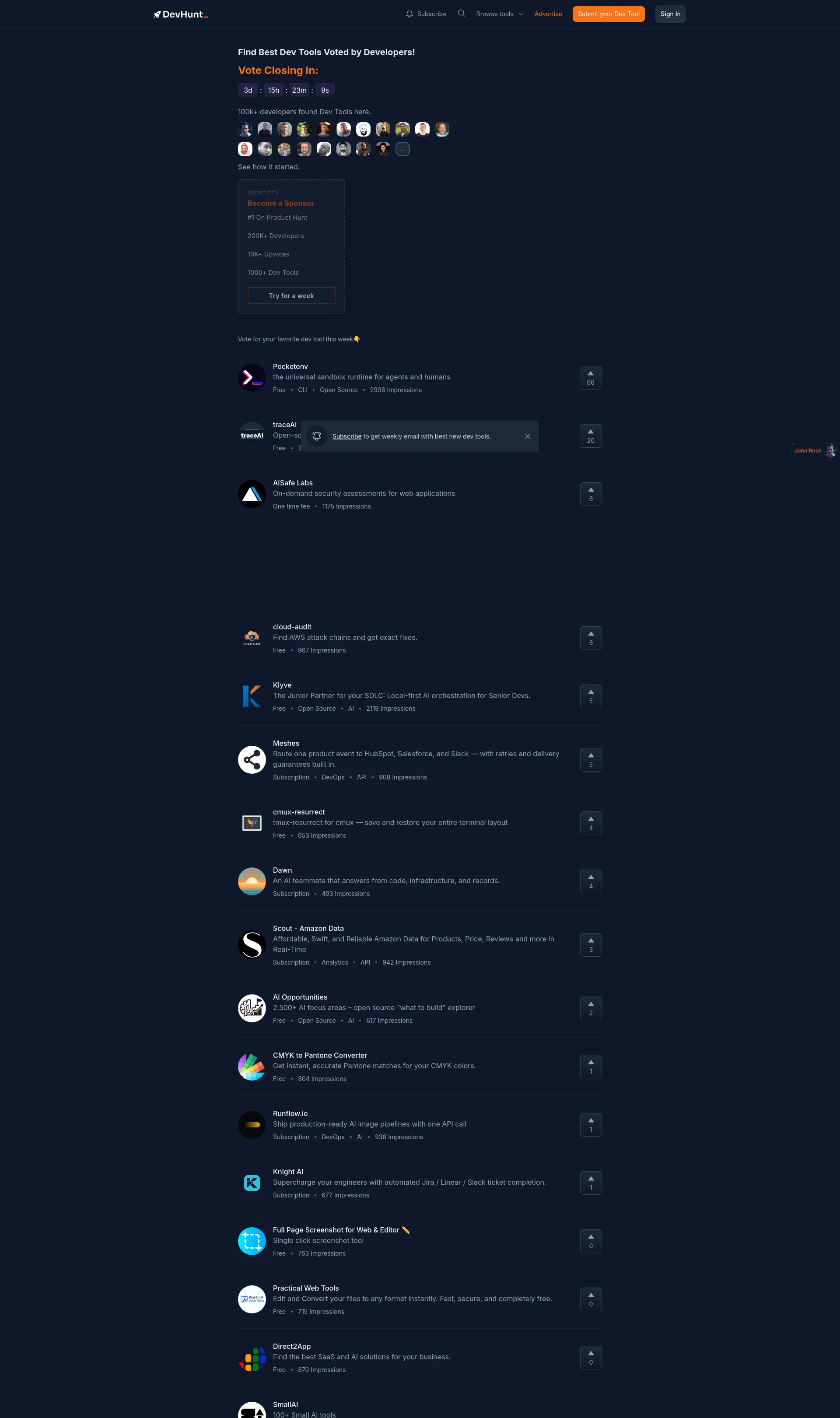 A launchpad for dev tools, built by developers, offering the best new dev tools every day