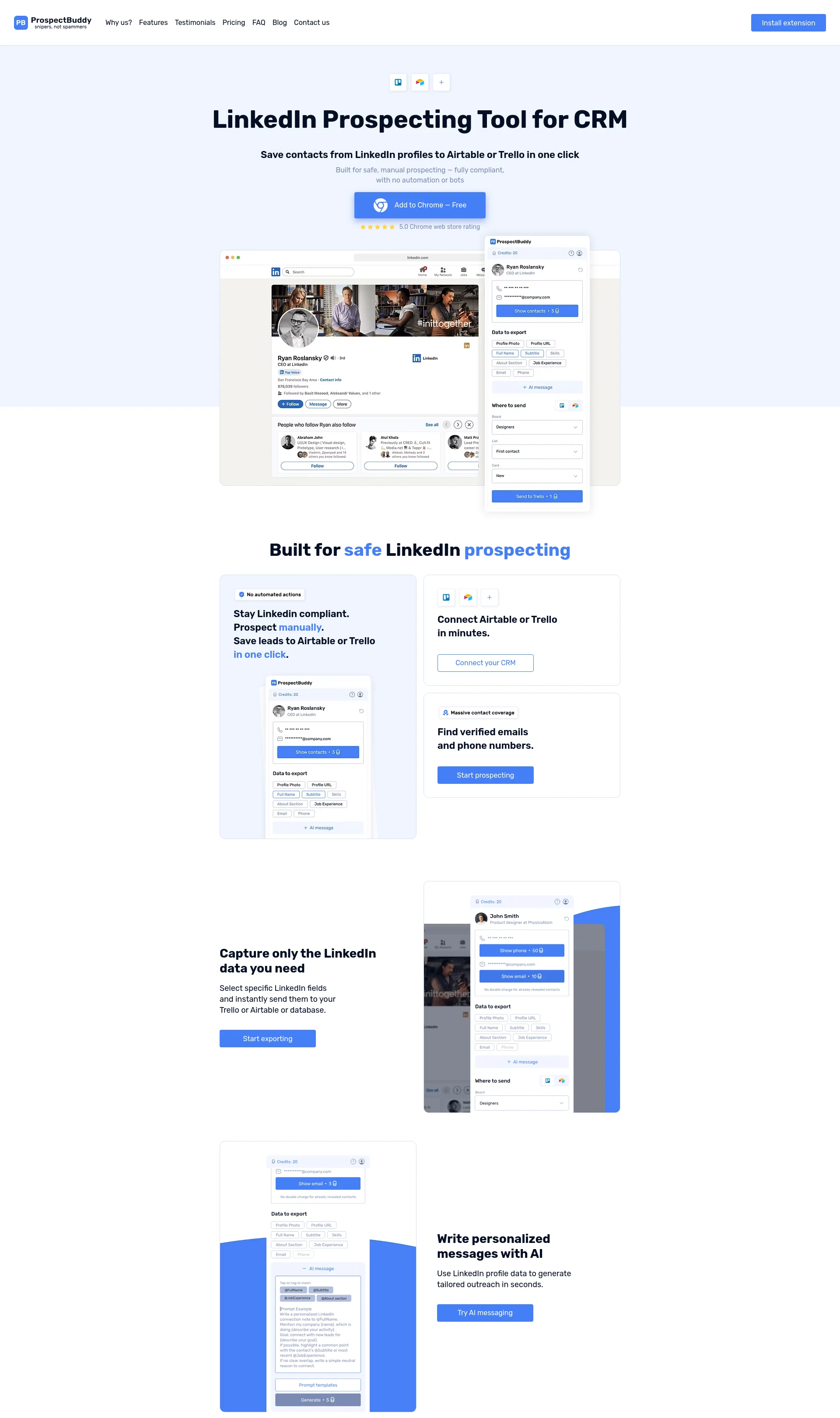 LinkedIn prospecting tool for CRM