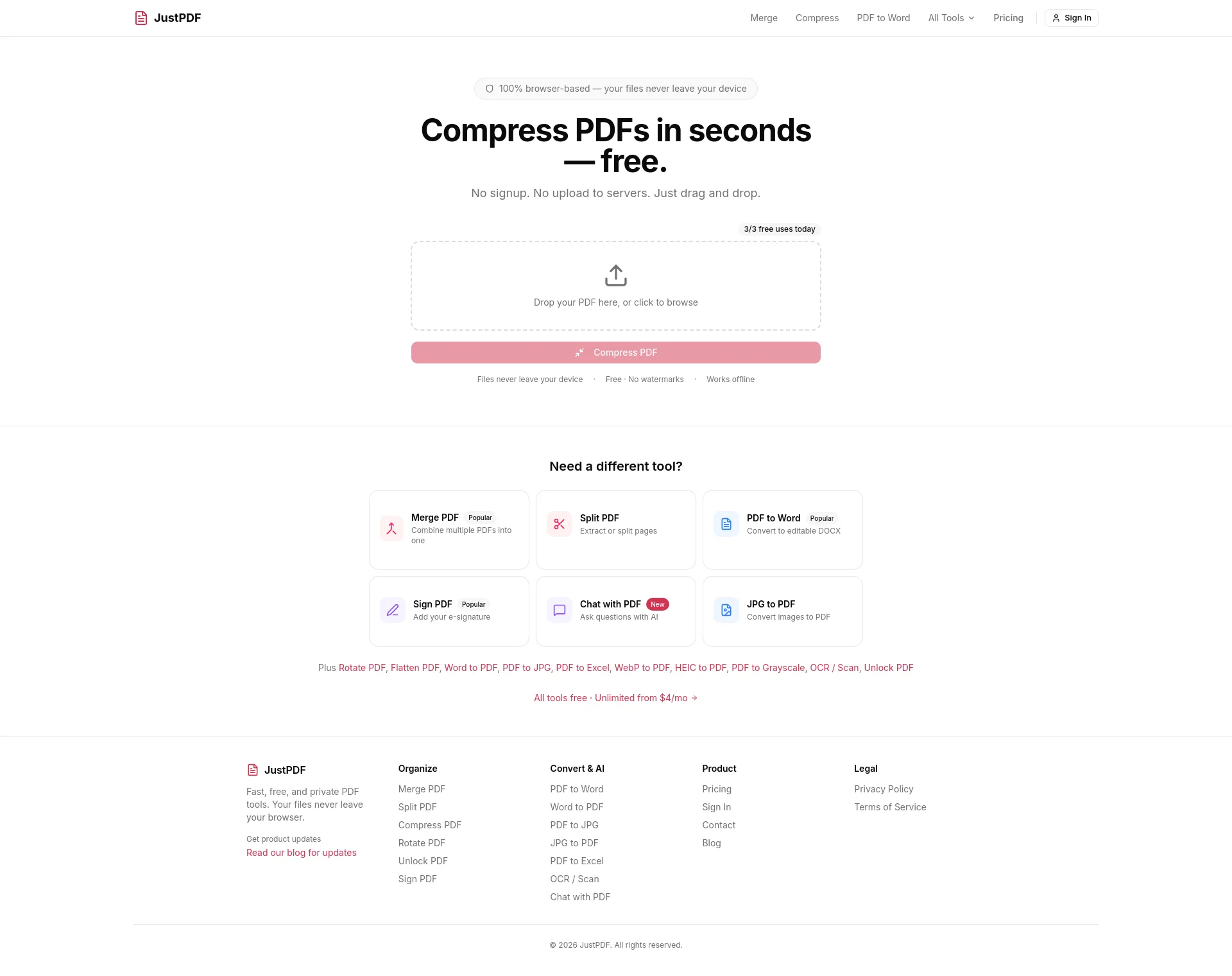 Fast, free, and private PDF tools