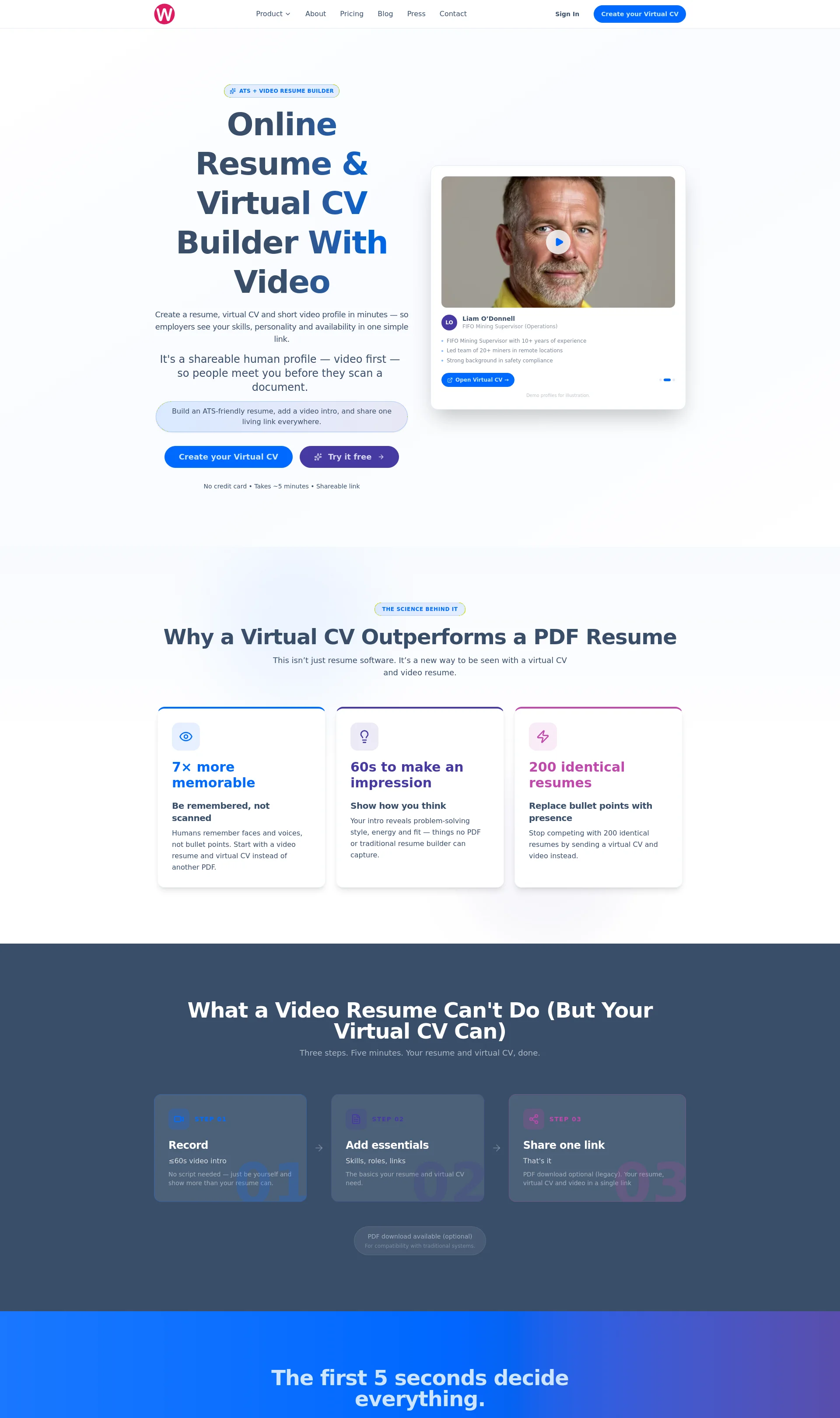 Online Resume & Virtual CV Builder with Video