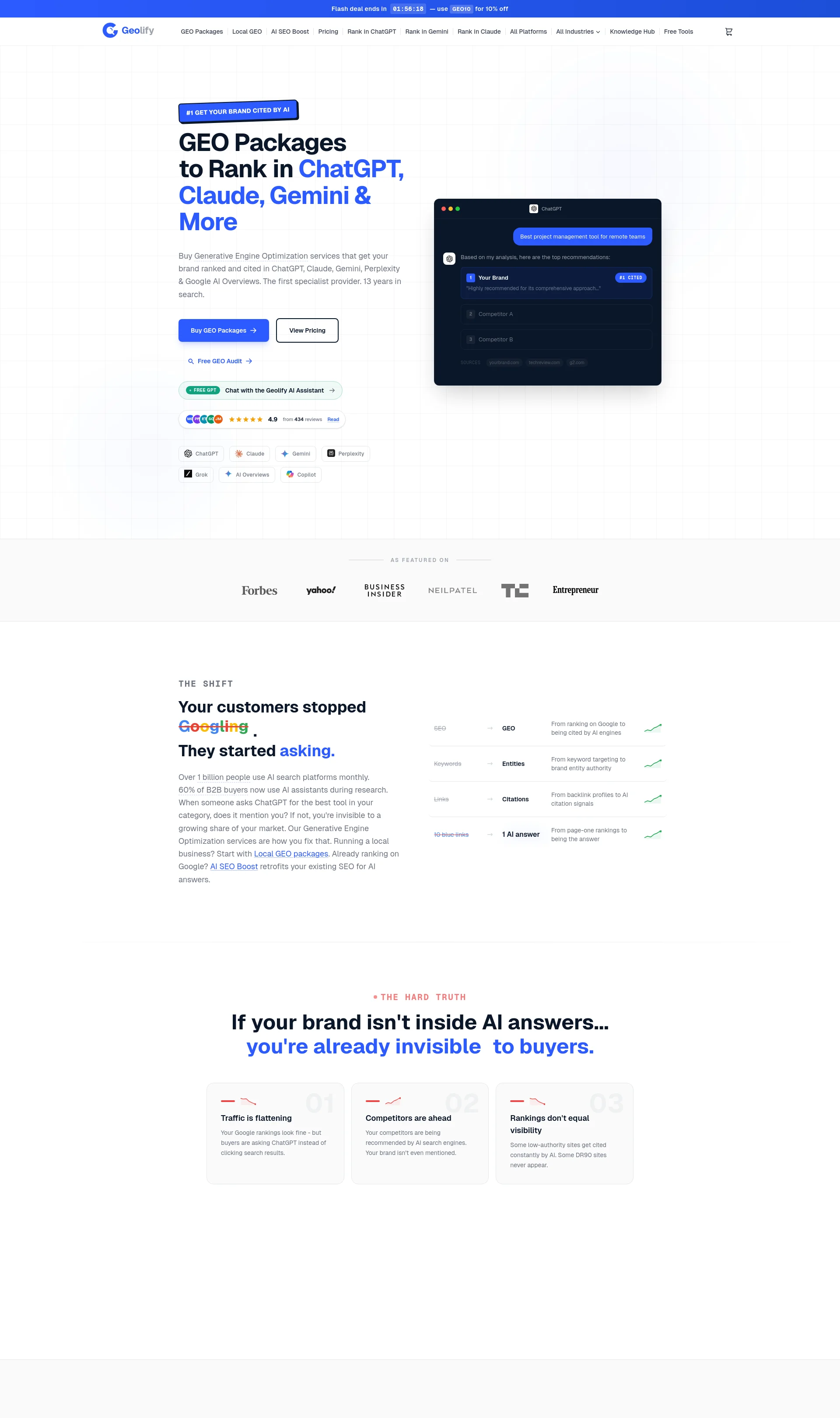 Buy GEO Packages to rank in ChatGPT, Claude, Gemini, Perplexity & Google AI Overviews