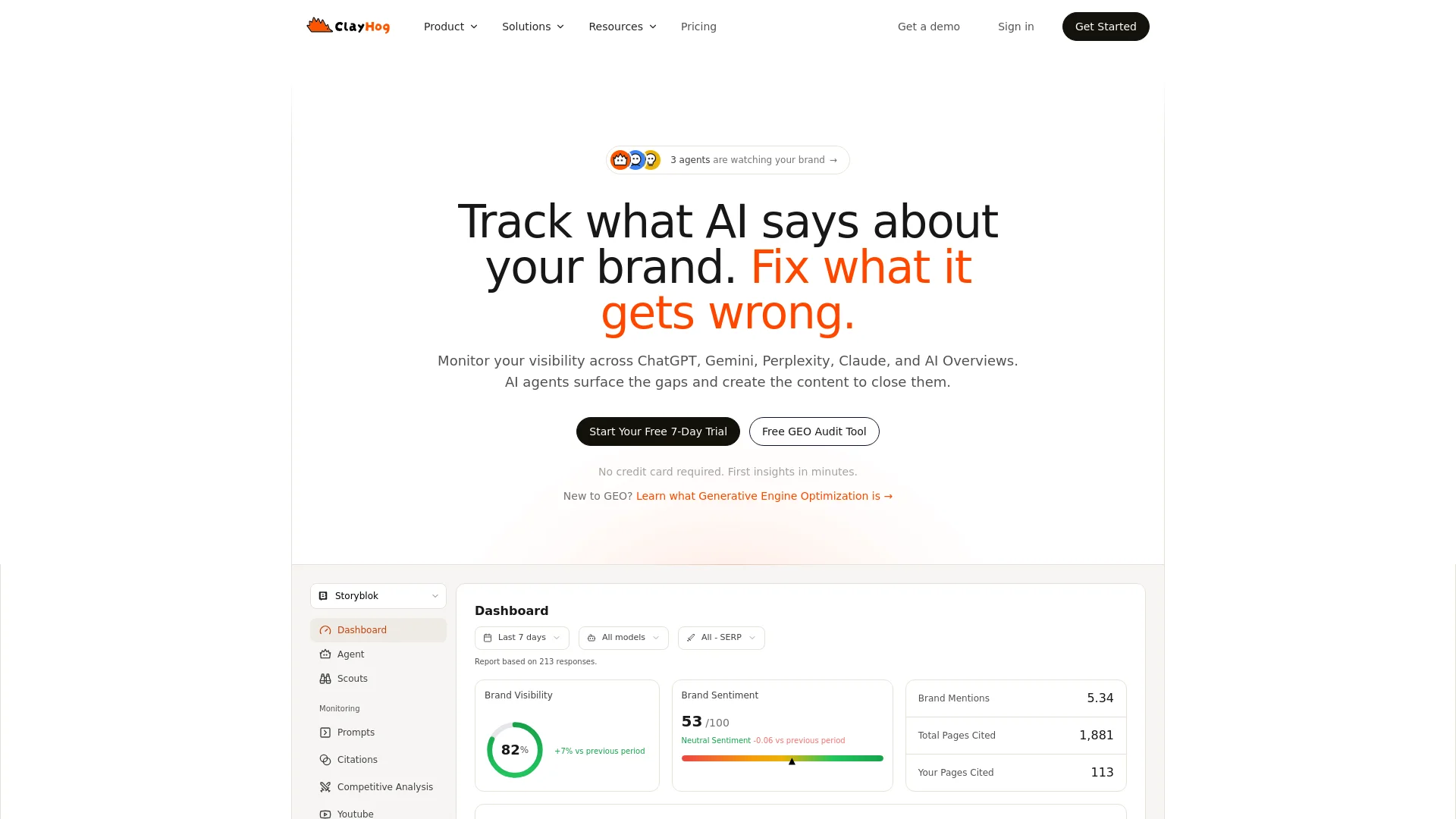 AI Search Visibility, GEO & AI Agents Platform