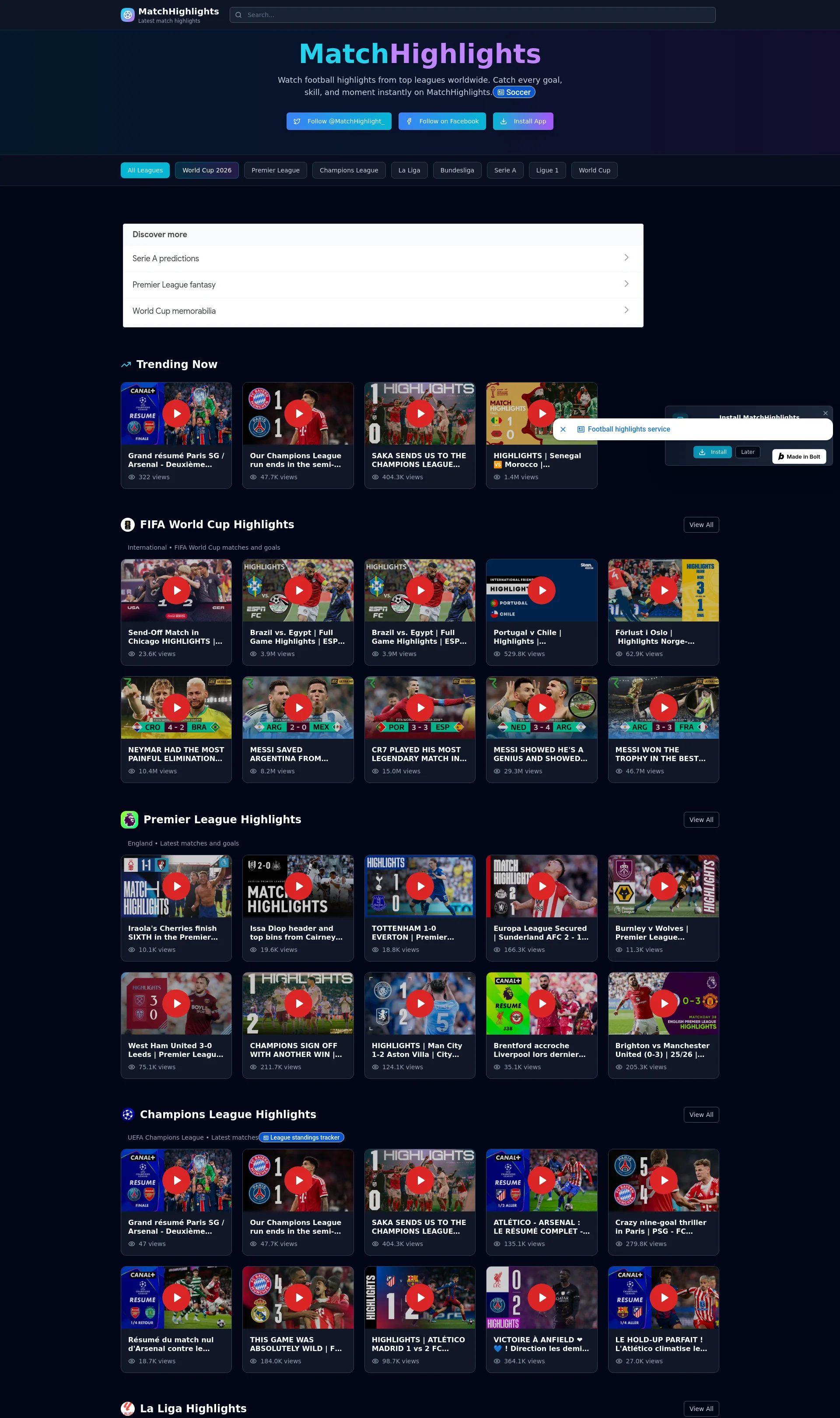 Watch football highlights from top leagues worldwide