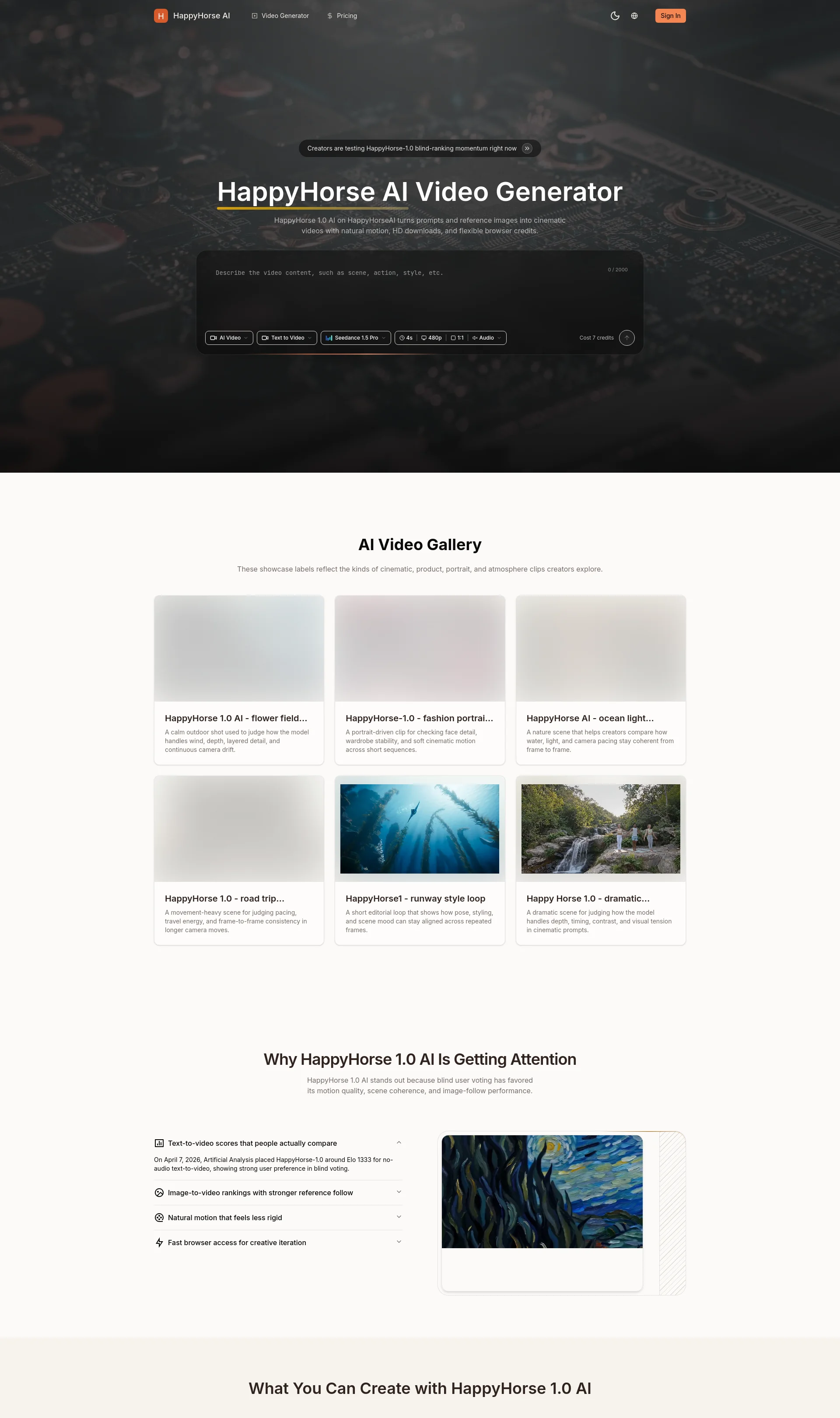 HappyHorse 1.0 AI Video Generator Free