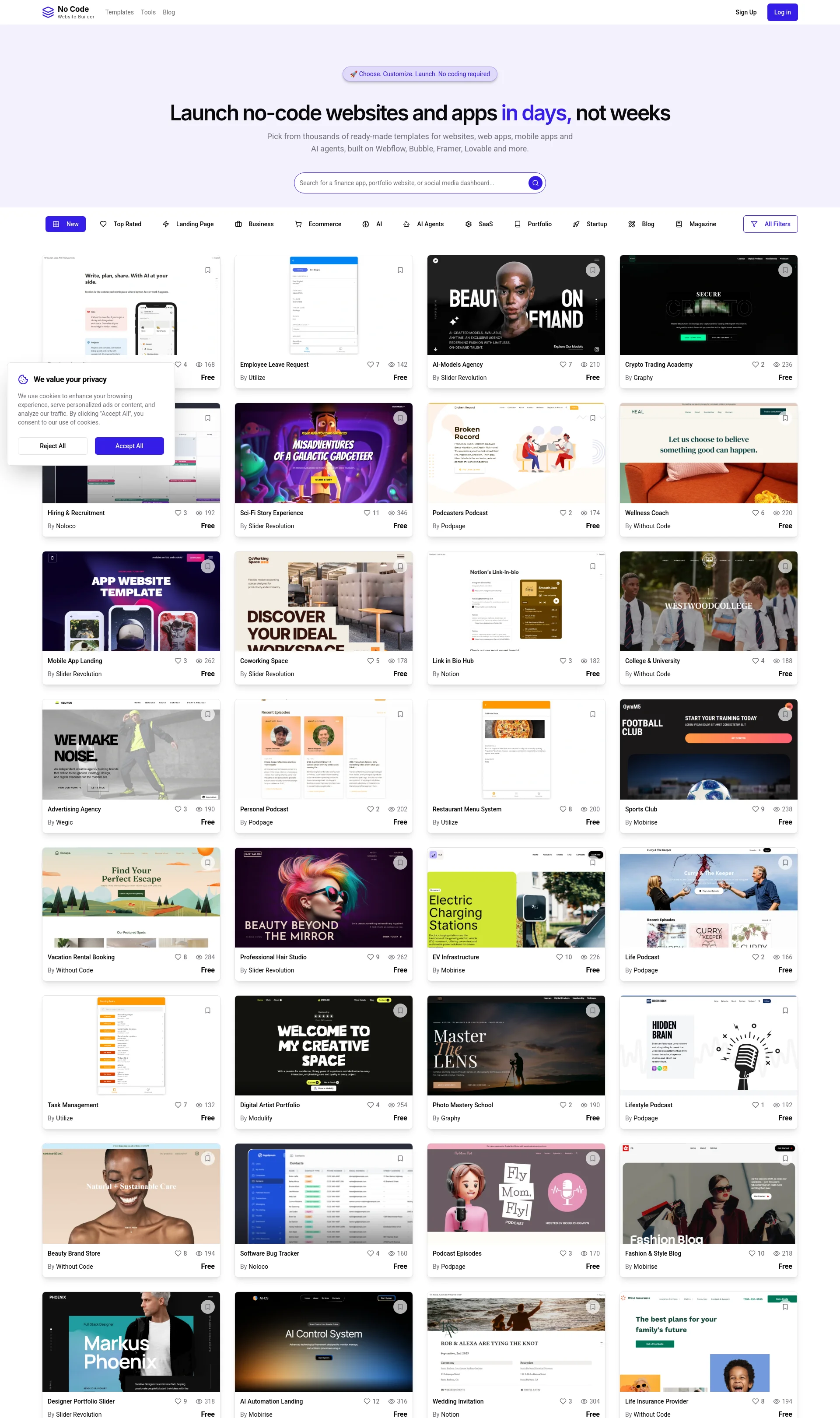 Launch no-code websites and apps in days, not weeks