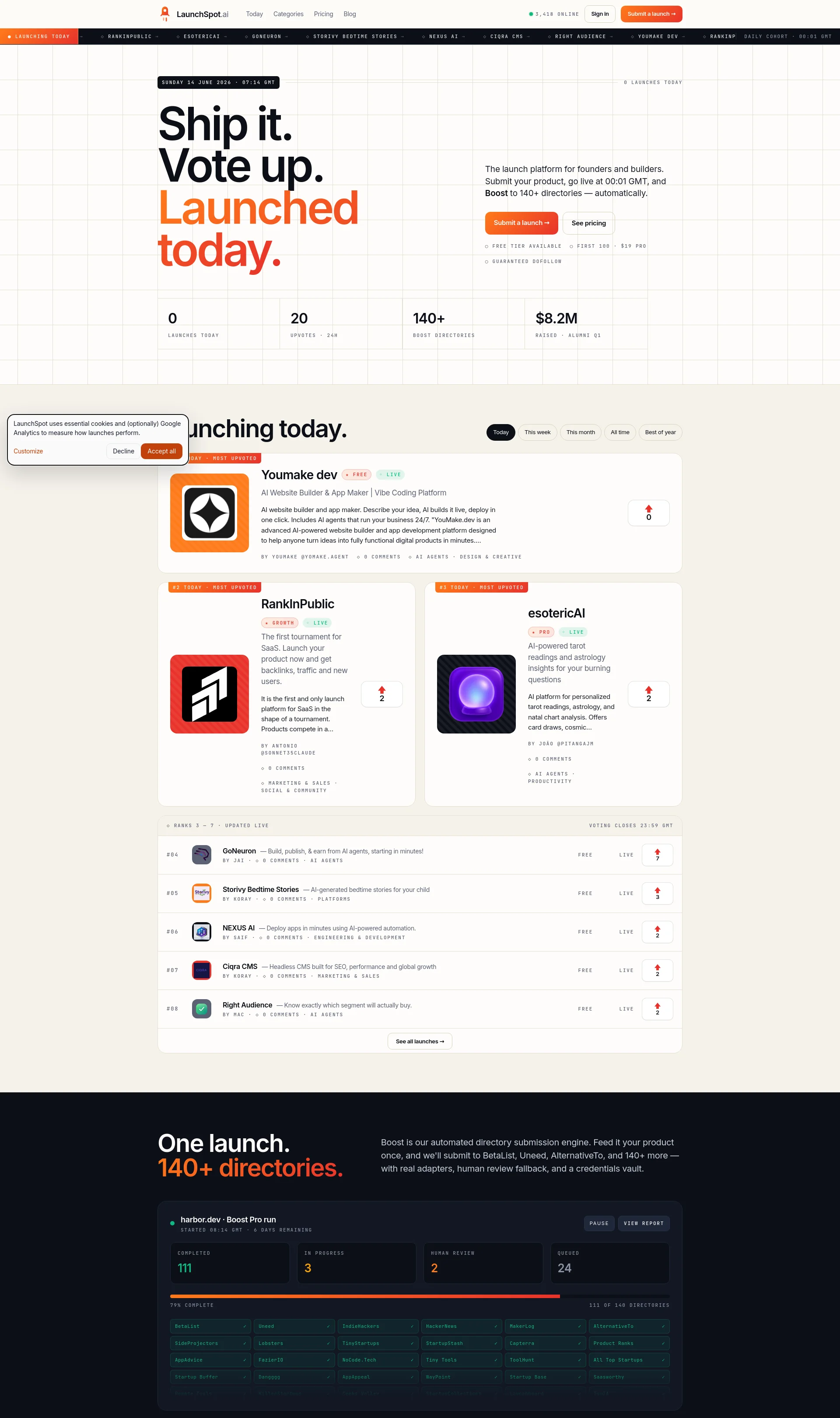 Launch your product to 140+ directories