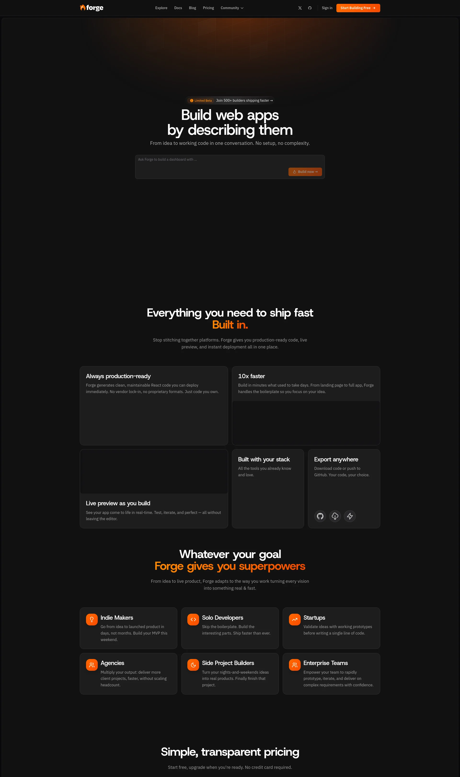 Build web apps by describing them