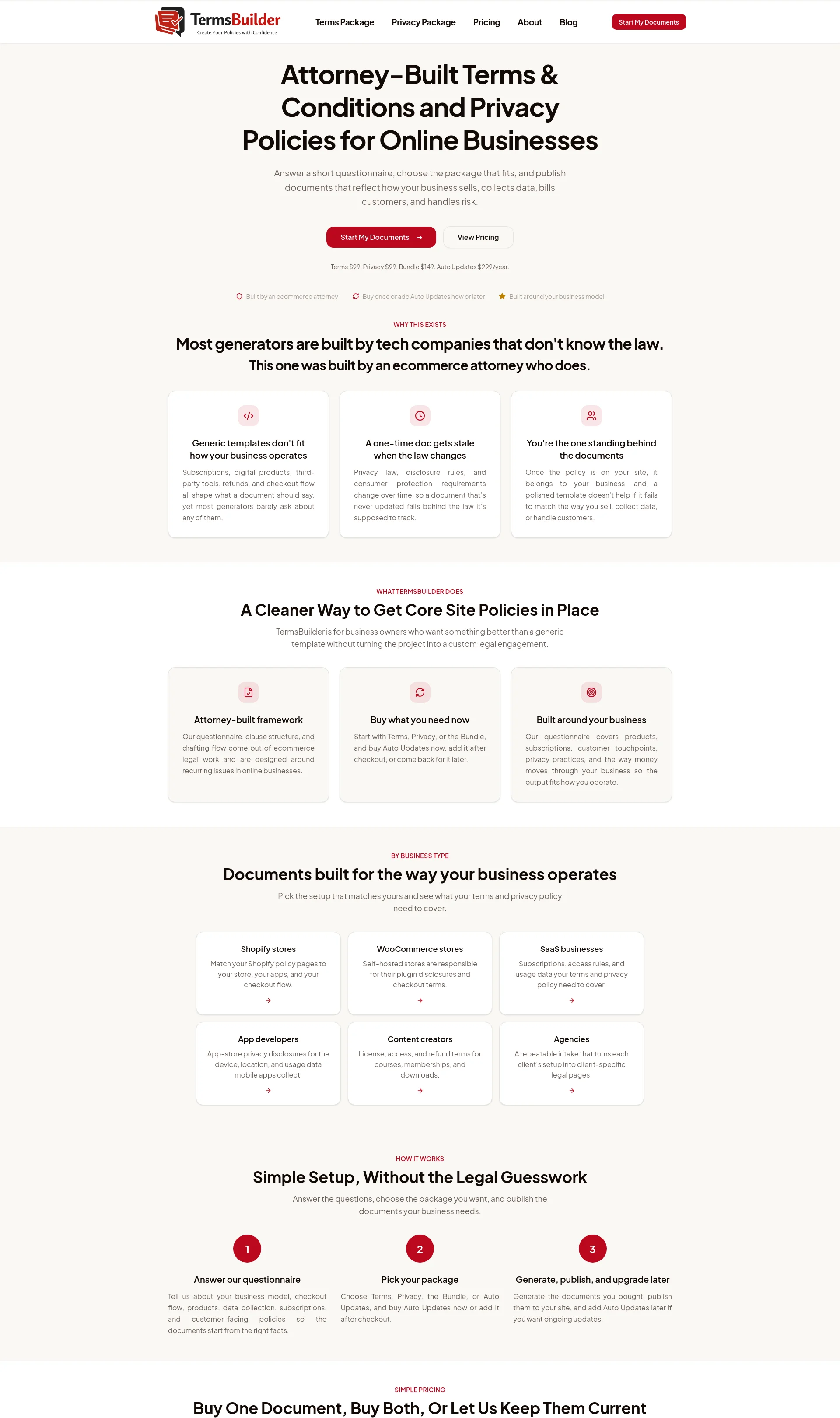 Attorney-built terms and conditions and privacy policies for online businesses