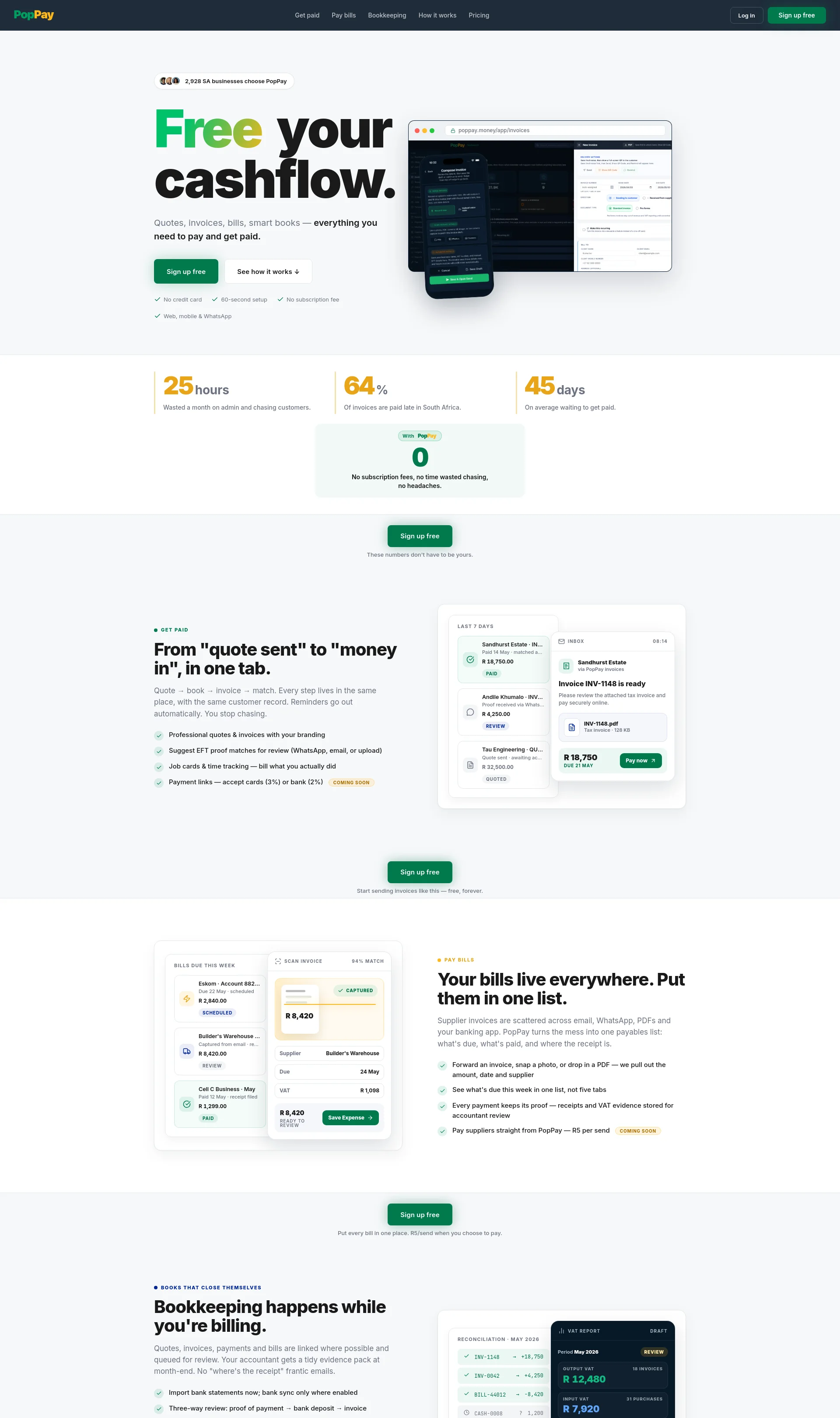 Free Your Cashflow with PopPay, the ultimate invoicing software for South African businesses
