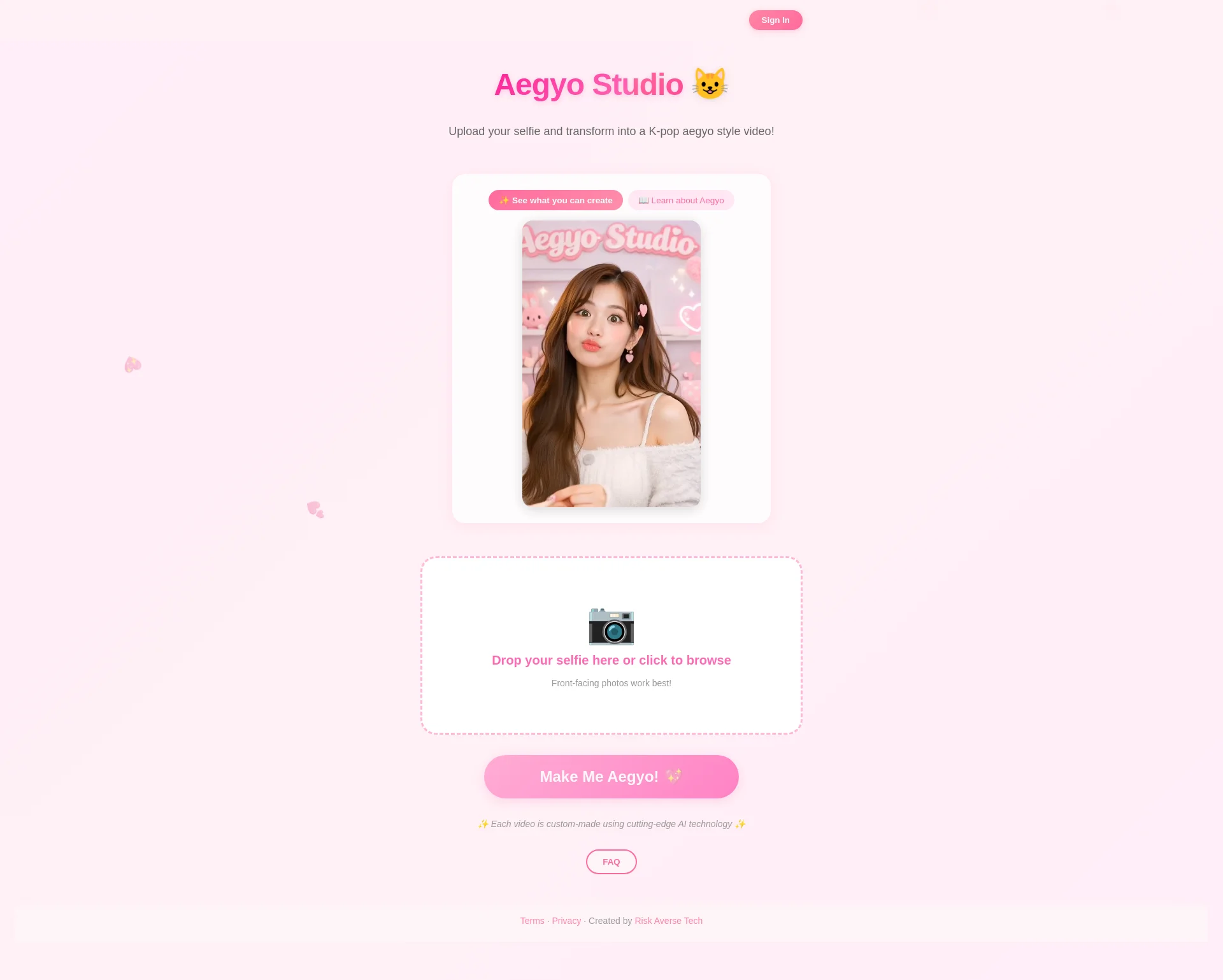 Transform your selfie into a K-pop aegyo style video using AI technology