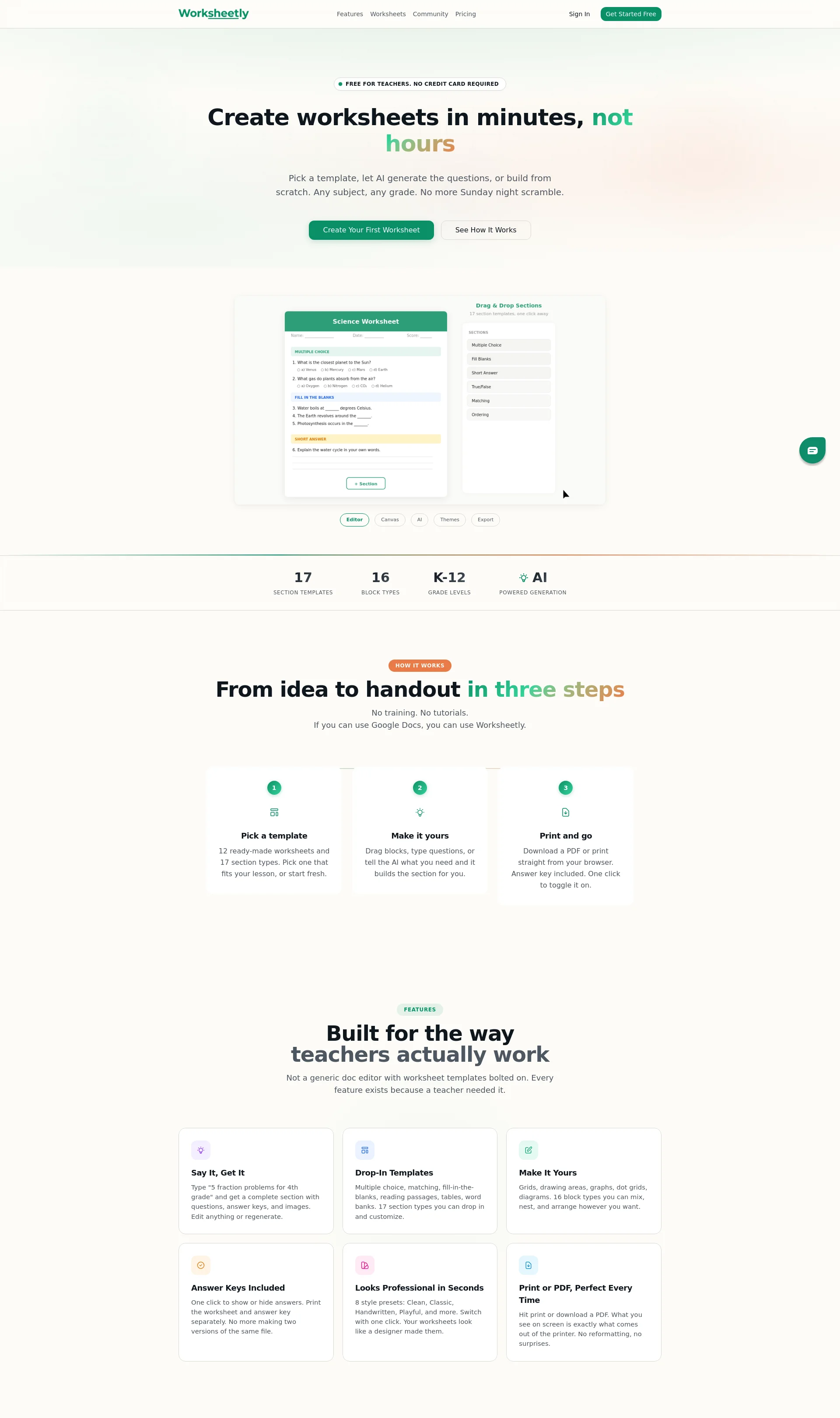 Create Beautiful Worksheets in Seconds