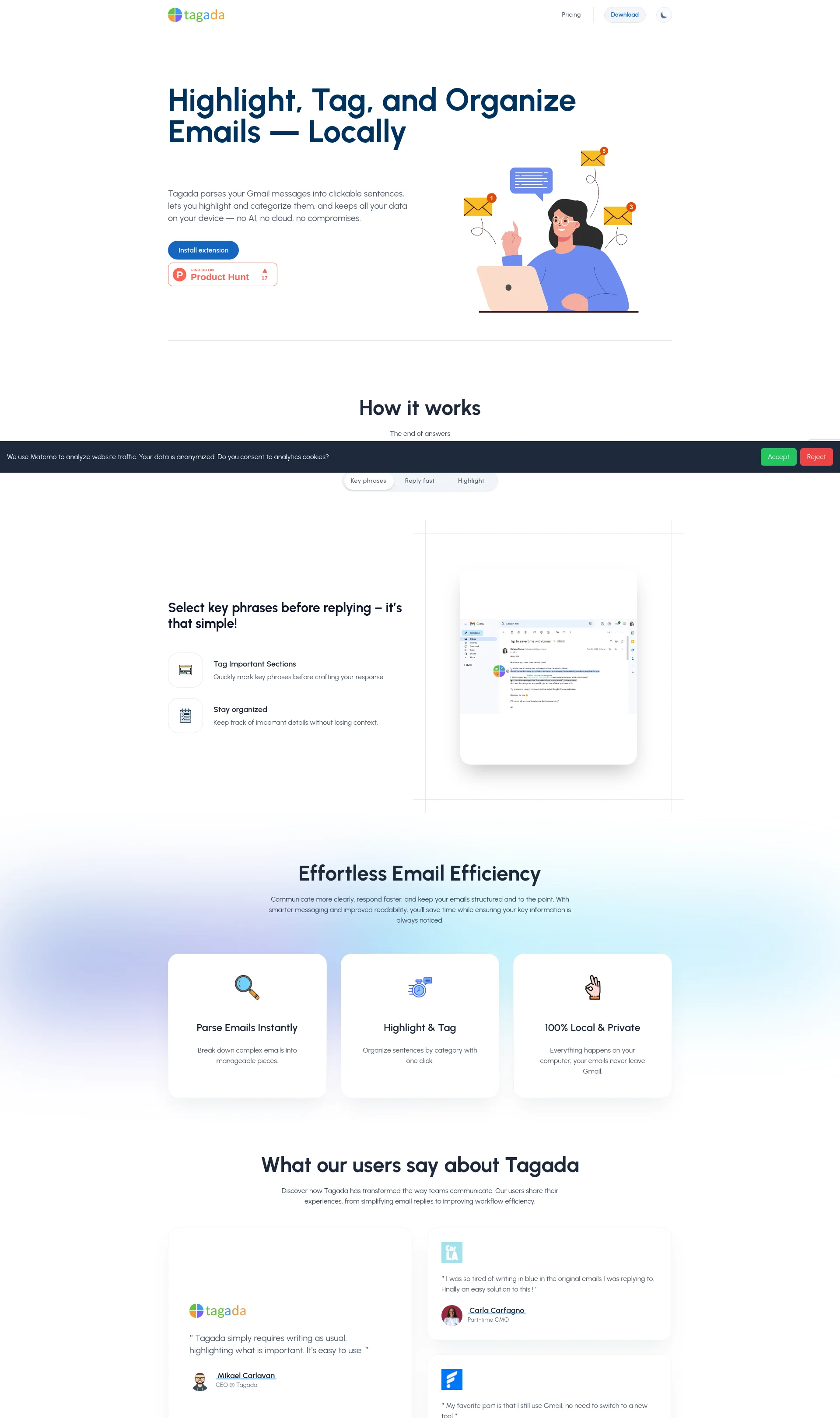 Turn Gmail emails into clickable sentences you can tag & organize — locally
