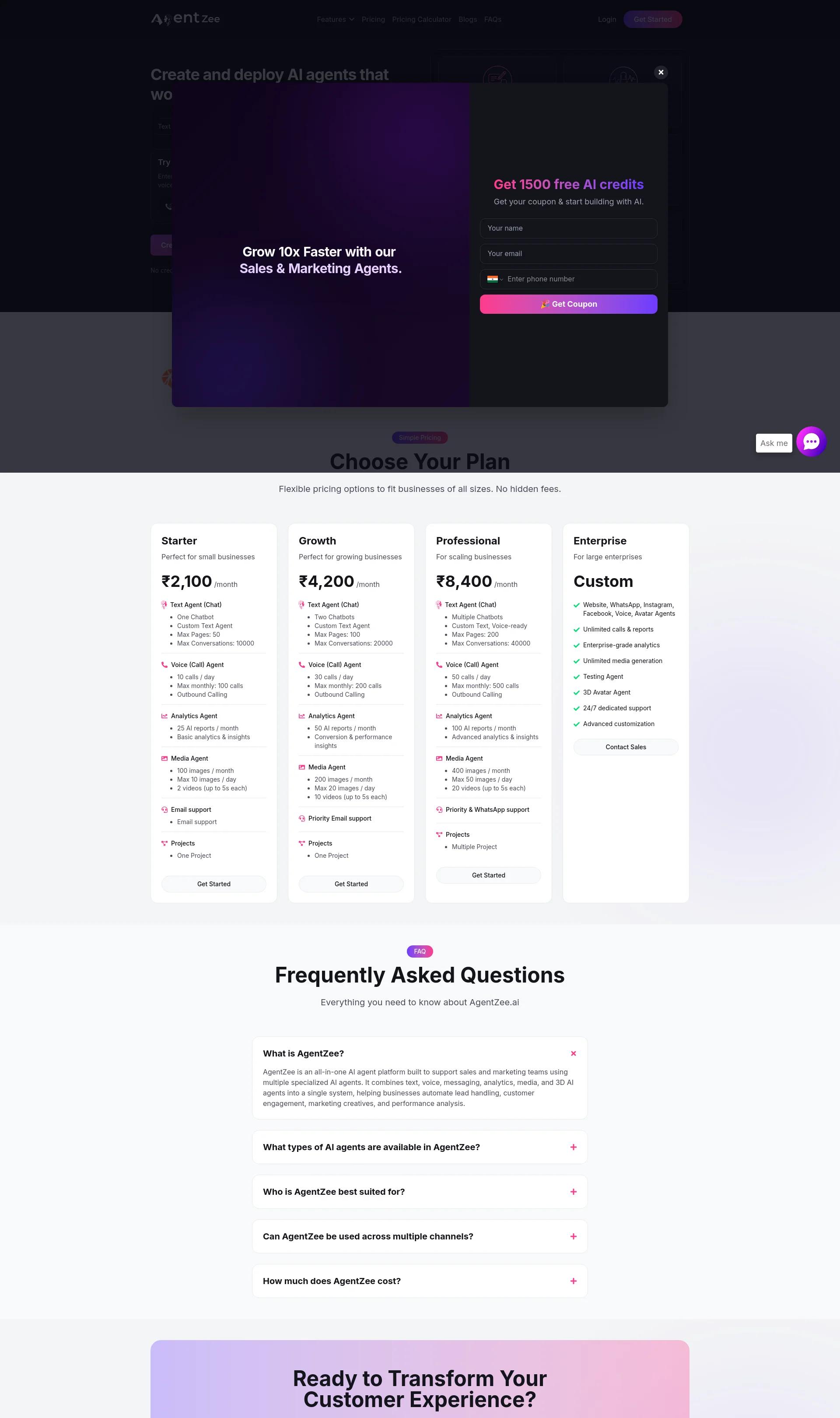 All-in-one AI agents platform for chatbots, voice agents, ad analytics, and image and video generation