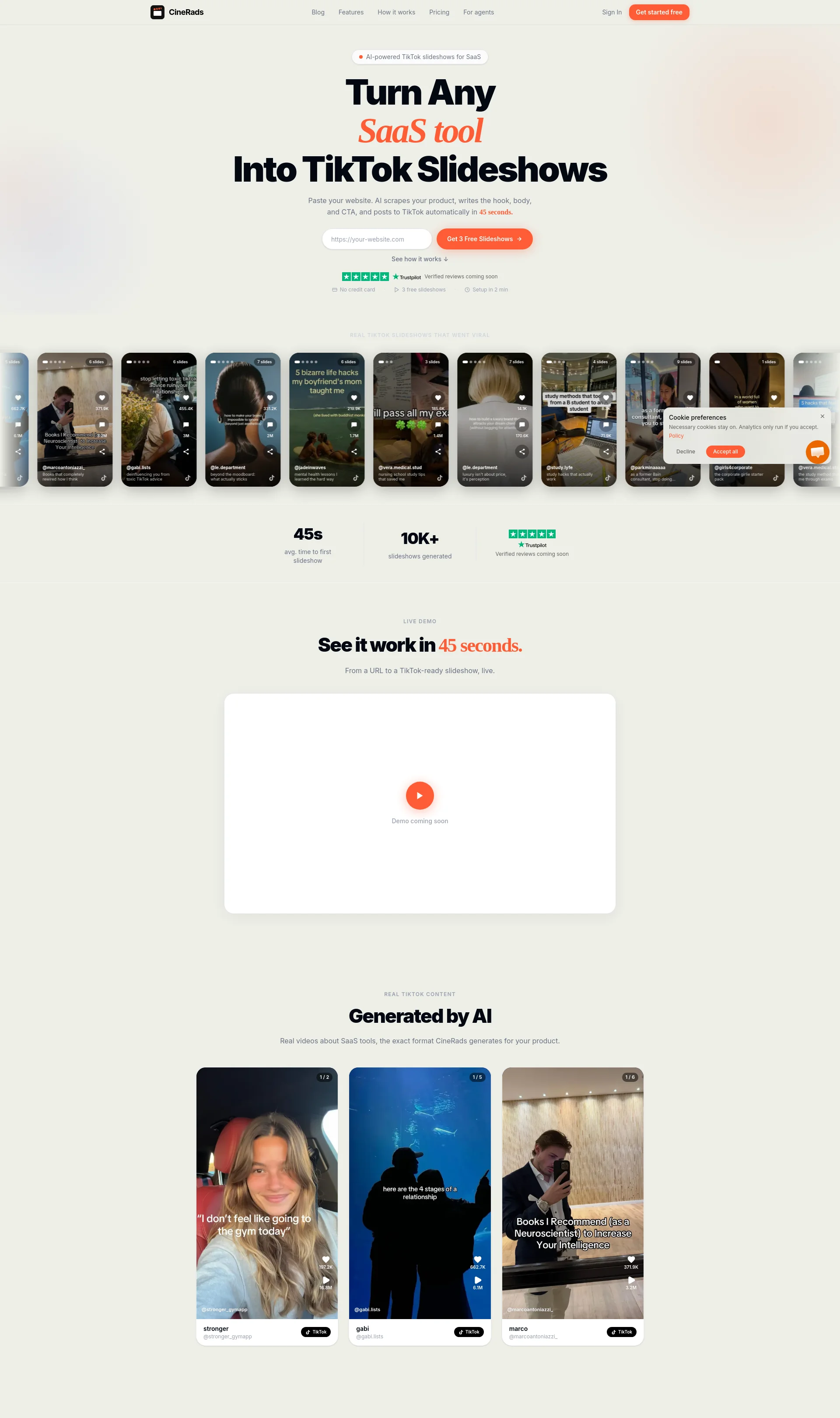 Turn Any SaaS URL Into Viral TikTok Slideshows