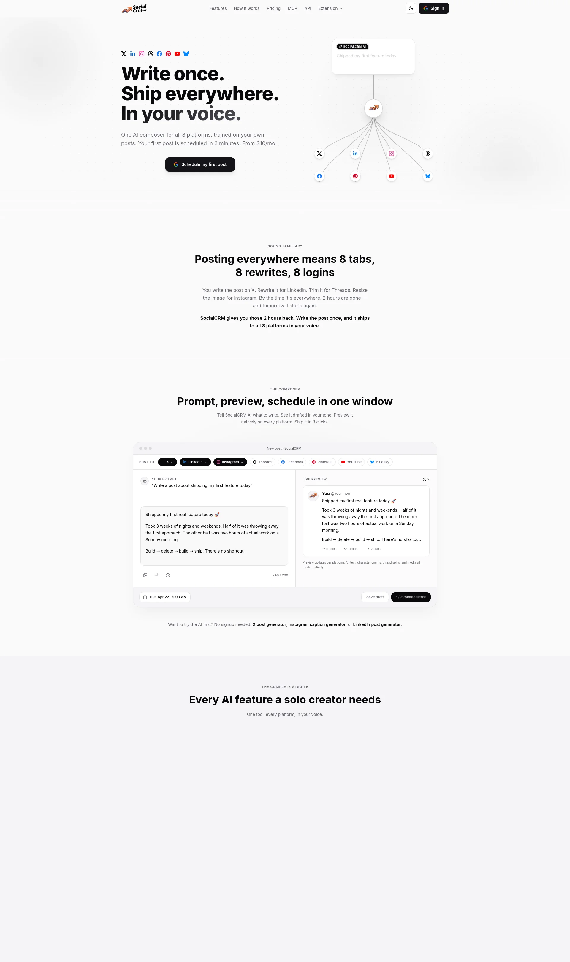 8-Platform AI Social Scheduler for Solo Founders