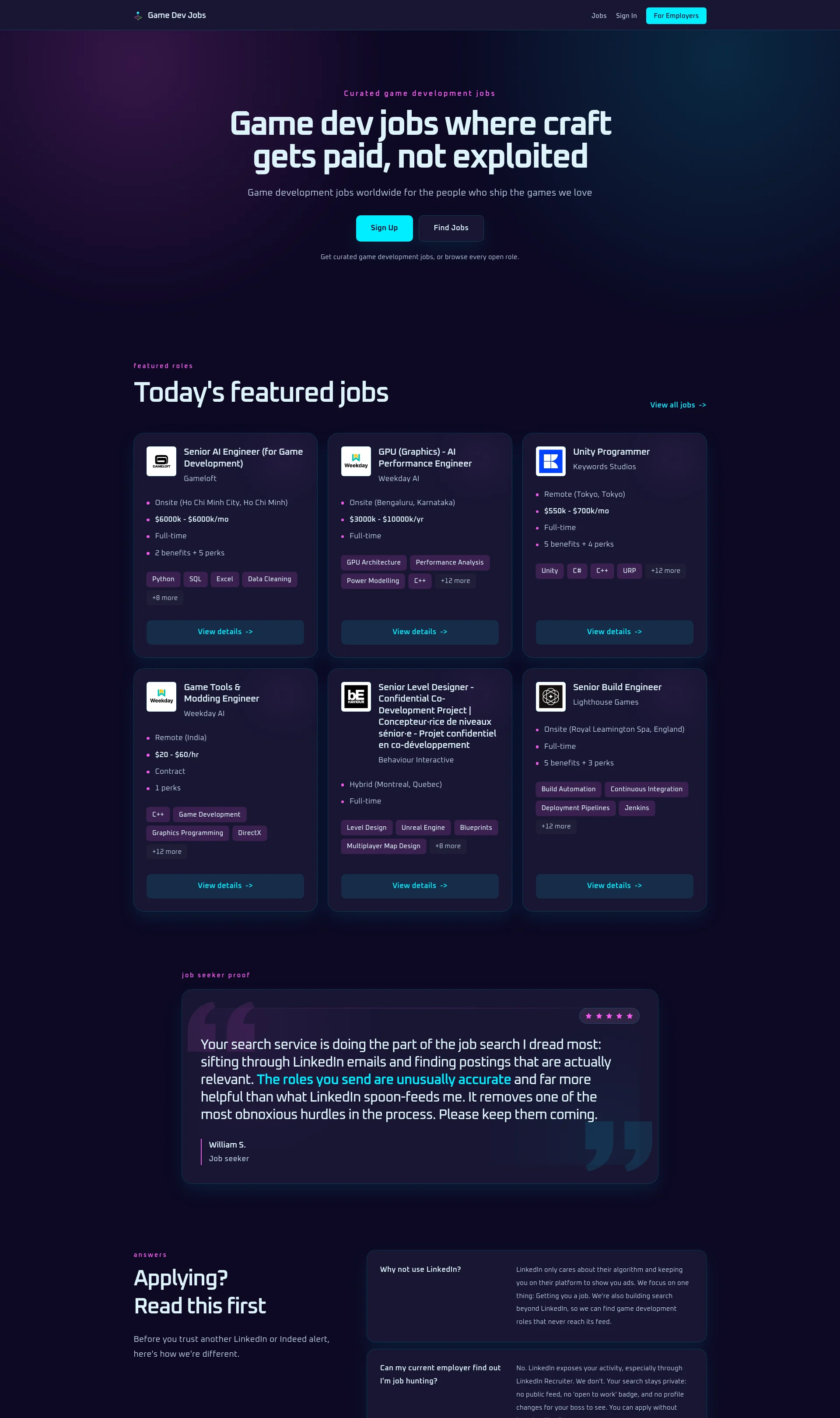 Game development jobs worldwide for the people who ship the games we love