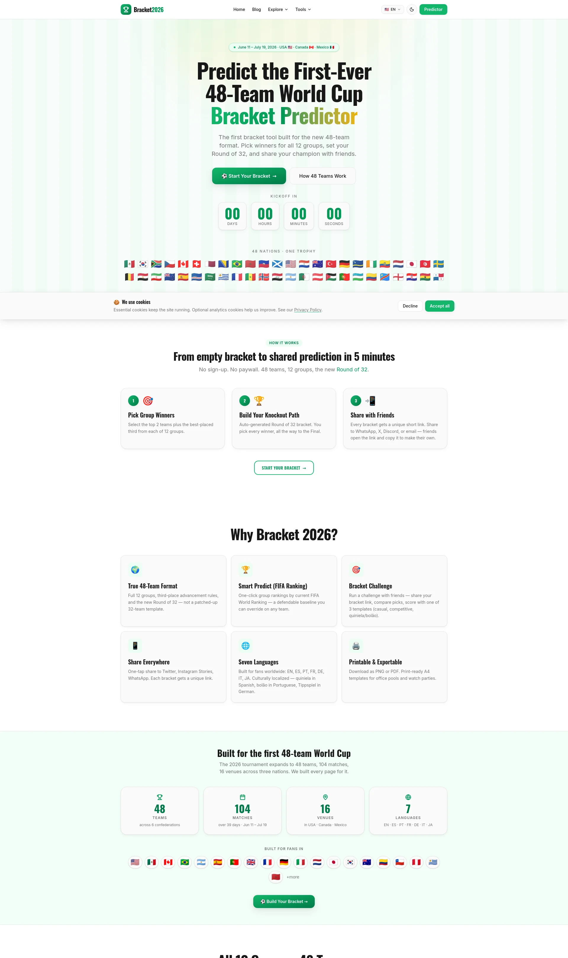Interactive 48-Team Bracket Predictor for the World Cup 2026