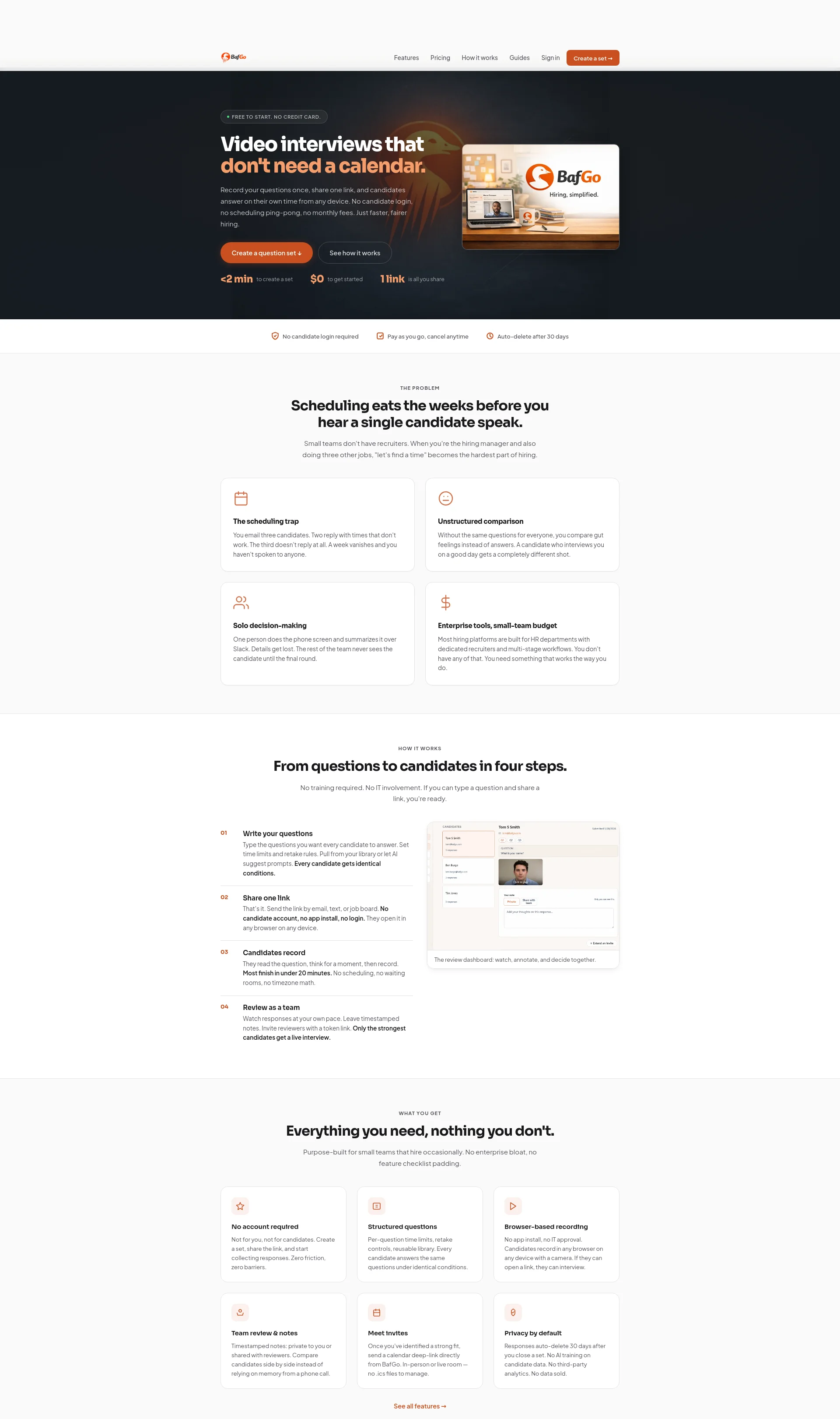 Async Video Interviews for Small Teams, No Candidate Login, Free to Start
