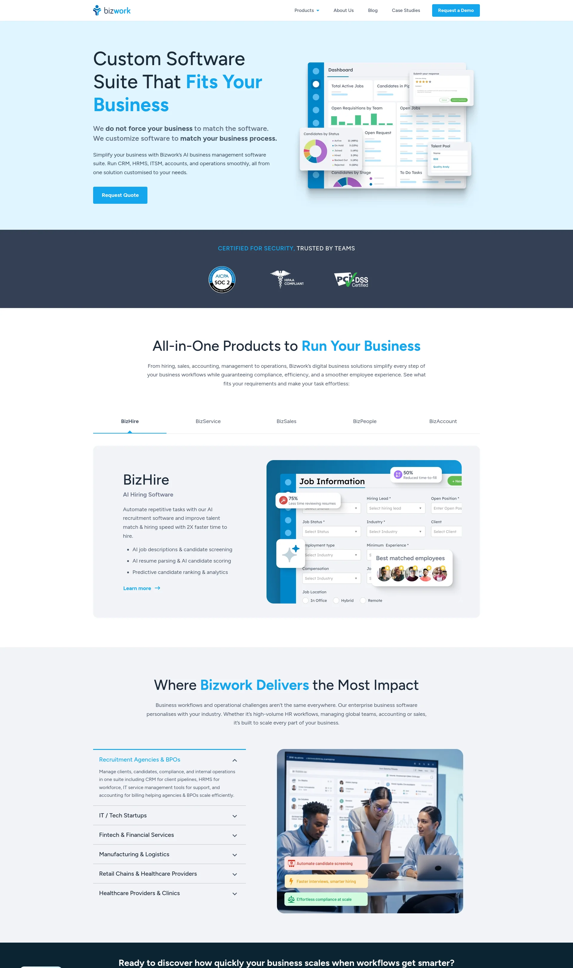 Customizable all-in-one business management software suite for HR, IT, CRM, accounts, and sales