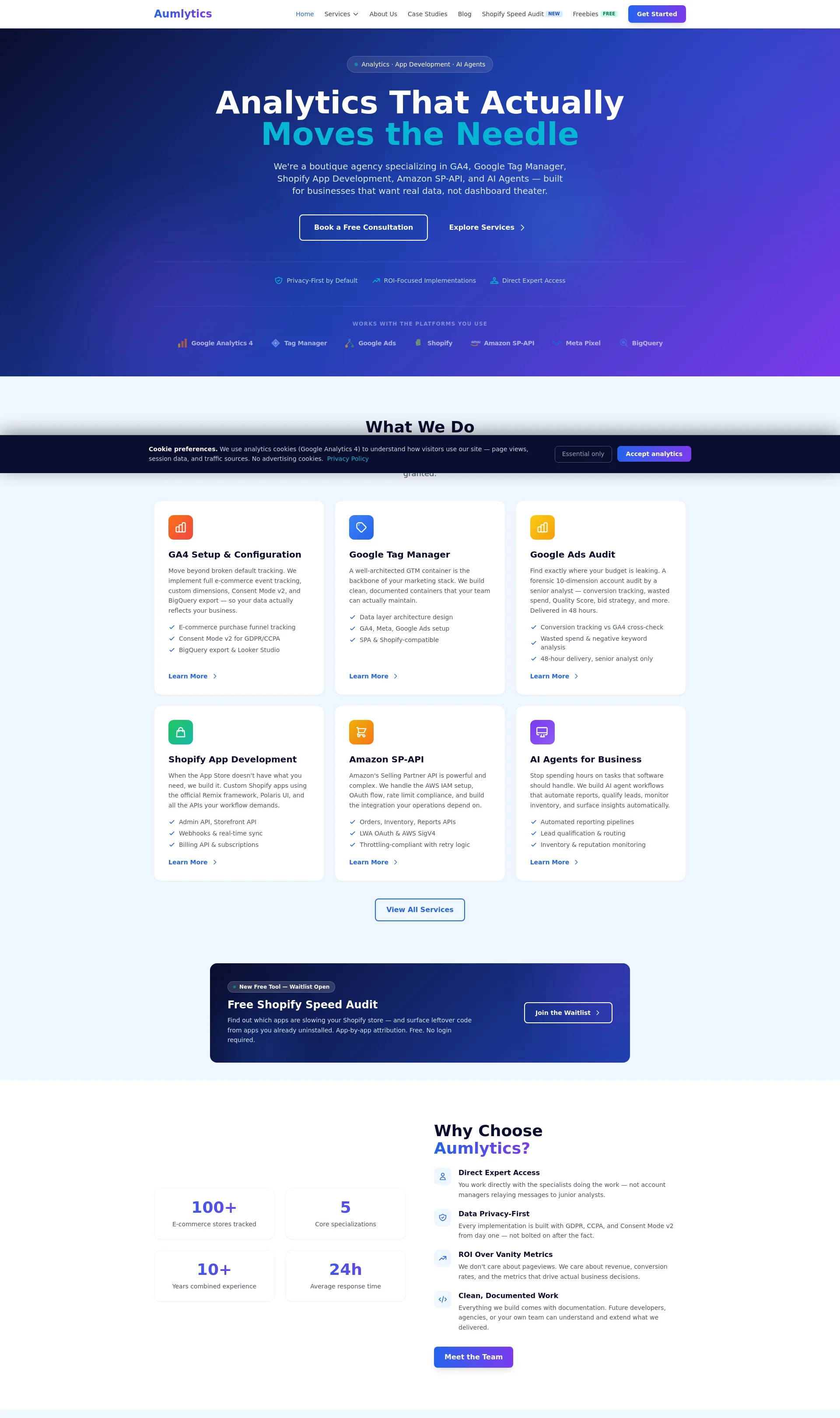 A boutique analytics & development agency helping growing businesses make smarter decisions with data