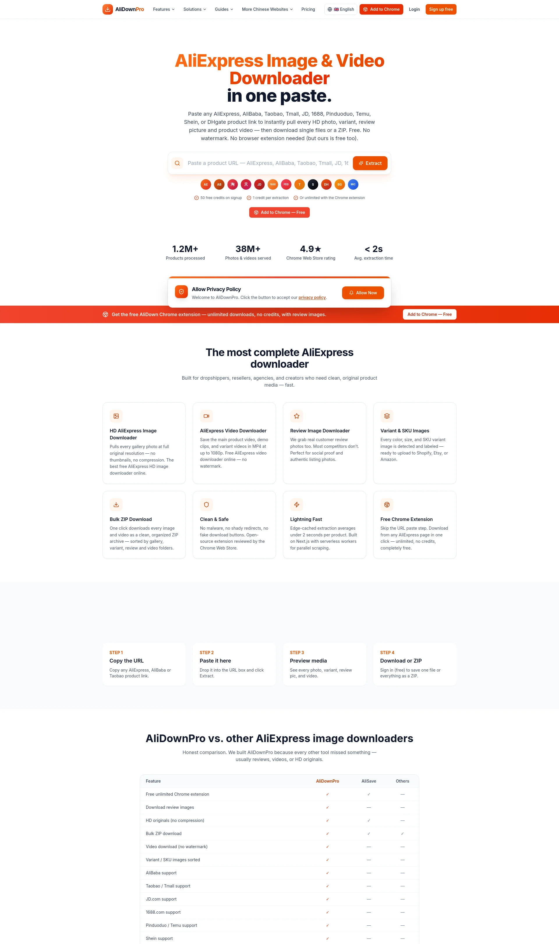 Free, HD, Bulk AliExpress Image & Video Downloader