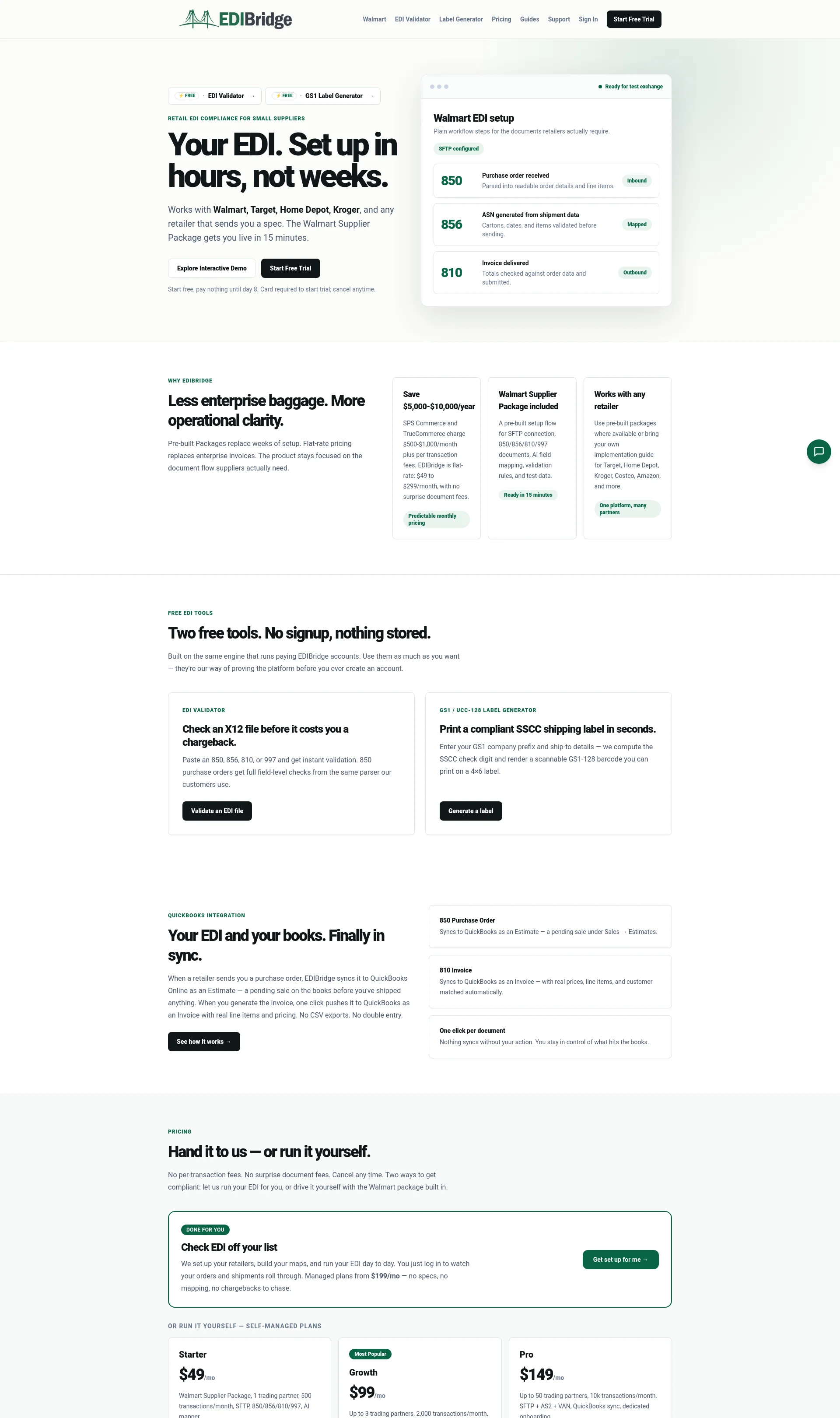 EDI Compliance for Any Retailer, starting at $49/month