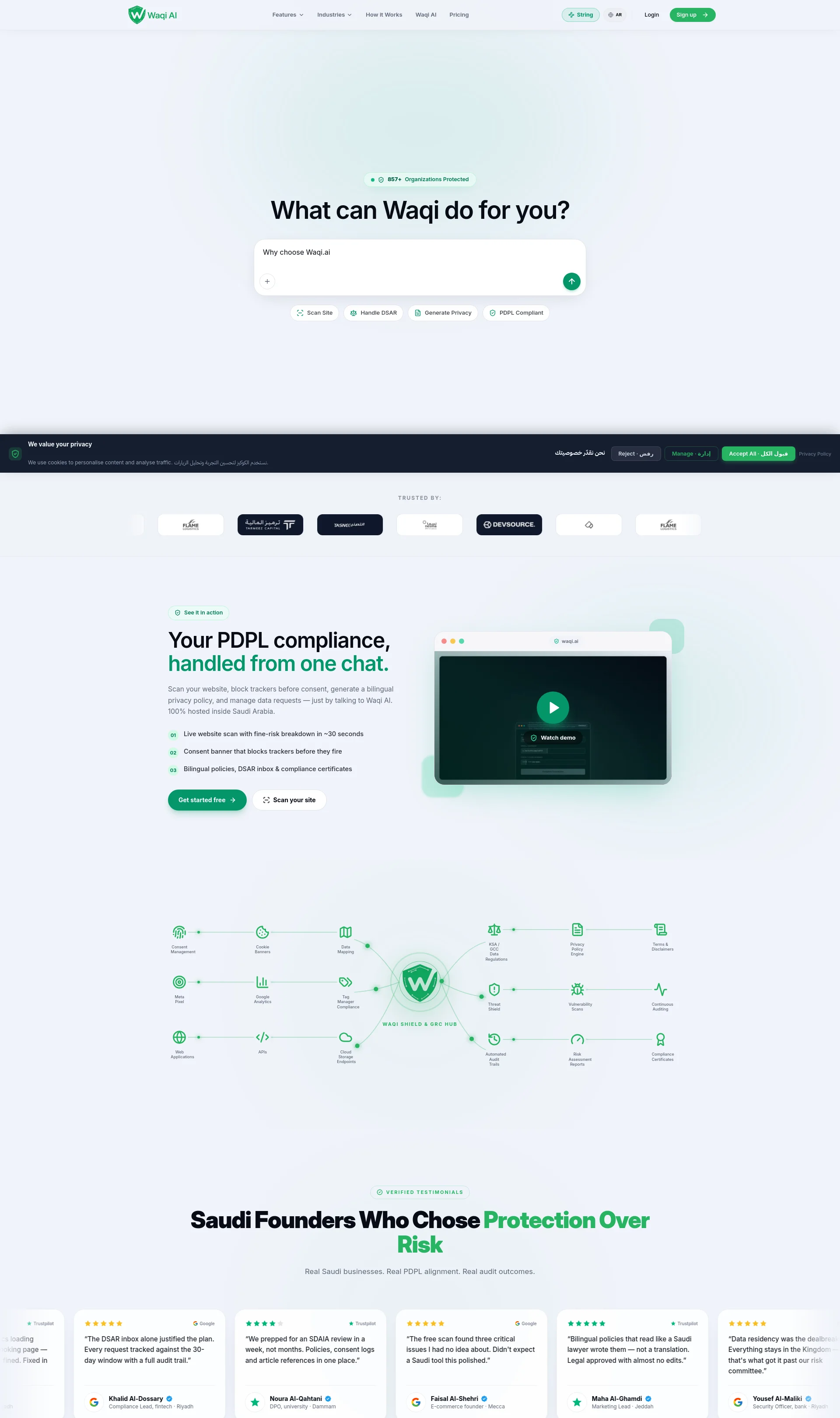 Waqi provides PDPL compliance and data governance for Saudi institutions