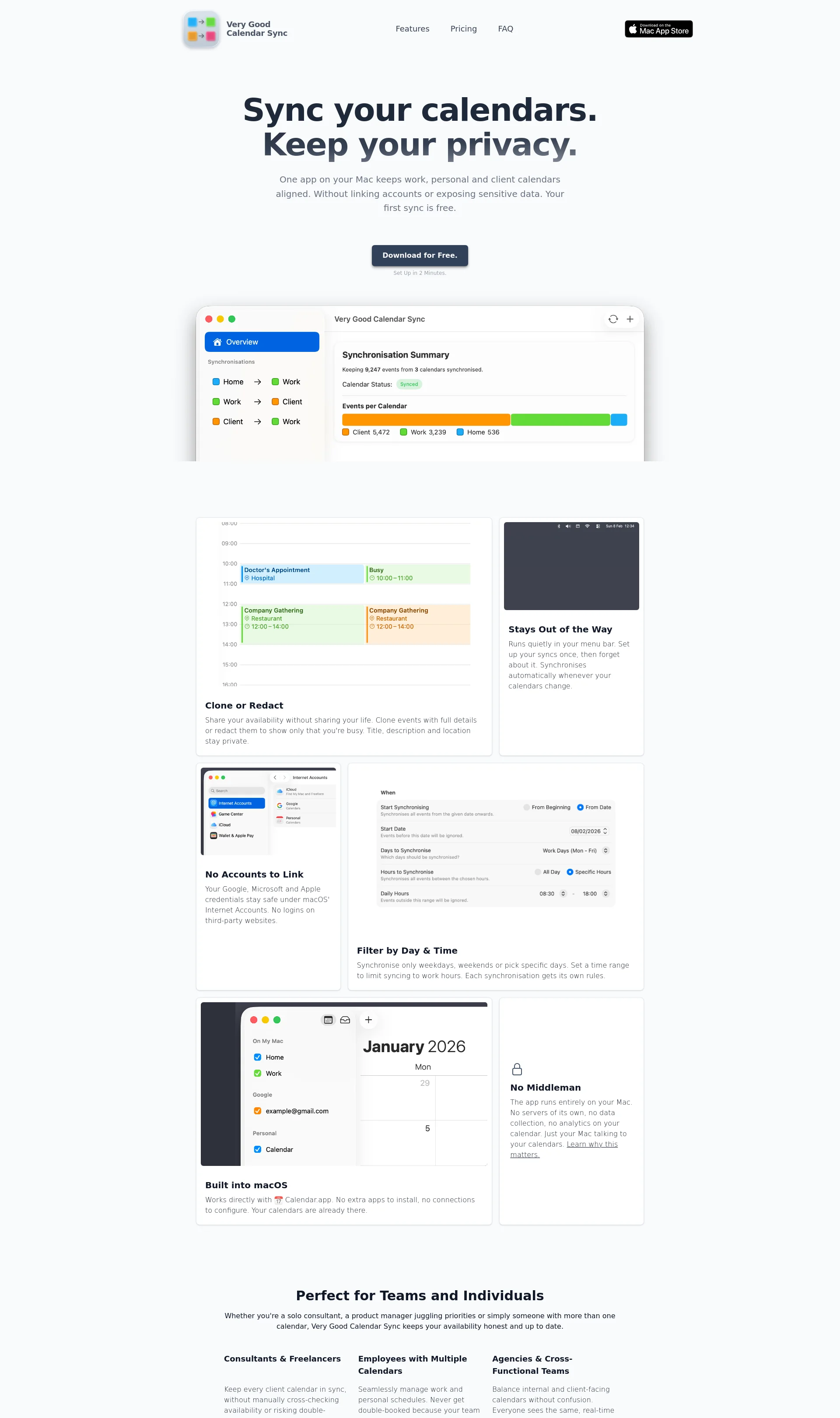 Sync your calendars, keep your privacy