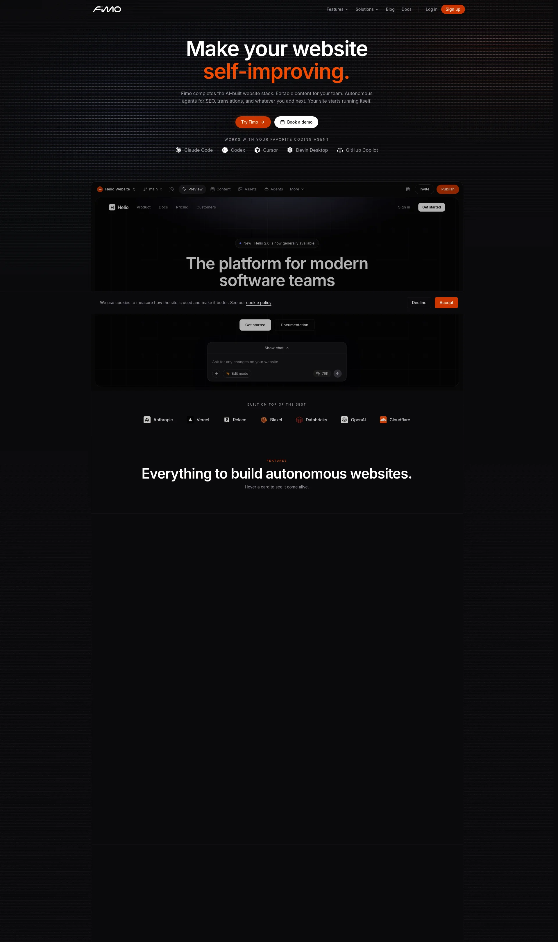 Autonomous website platform. Your code, your agents.