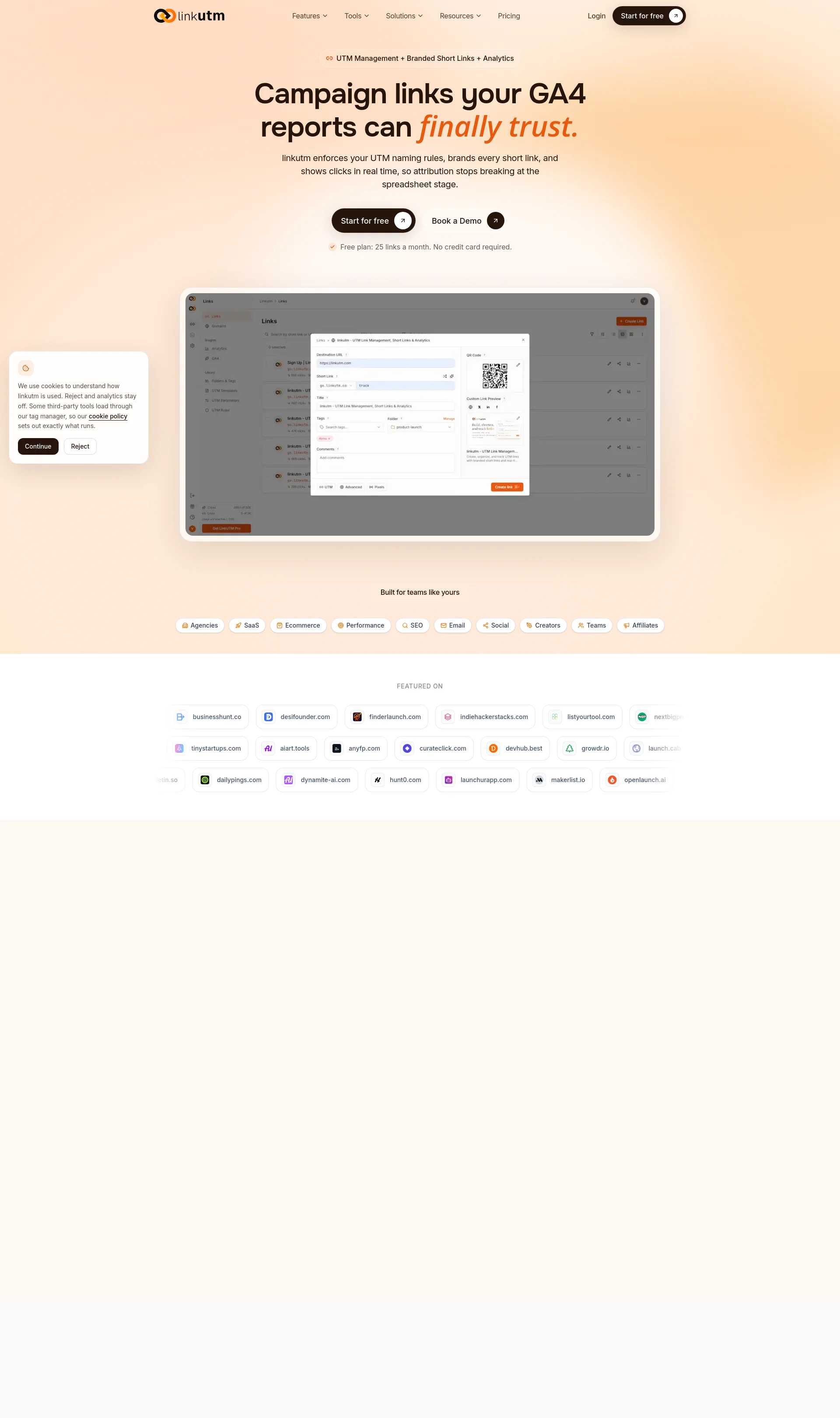 UTM Link Management, Short Links & Analytics
