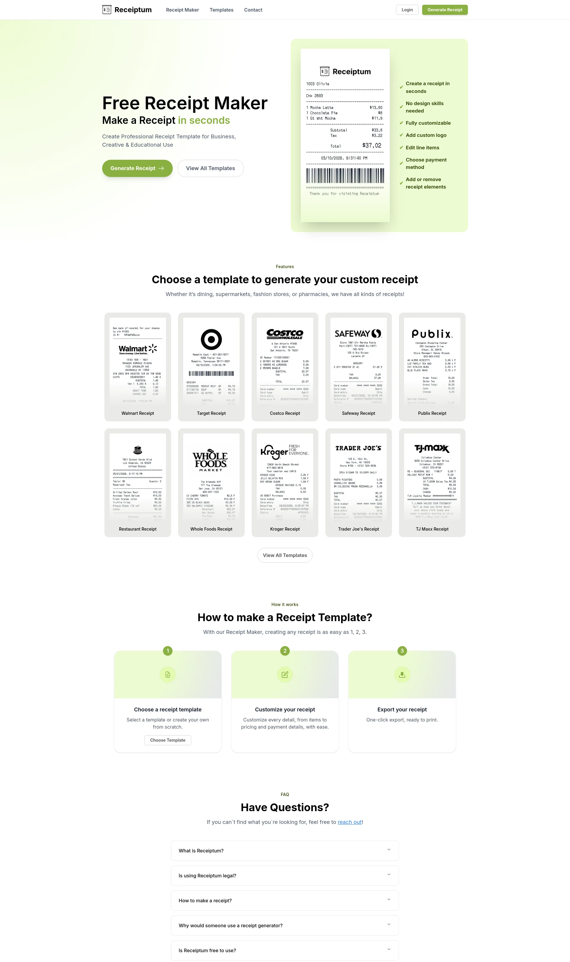 Make a Receipt Online for Free