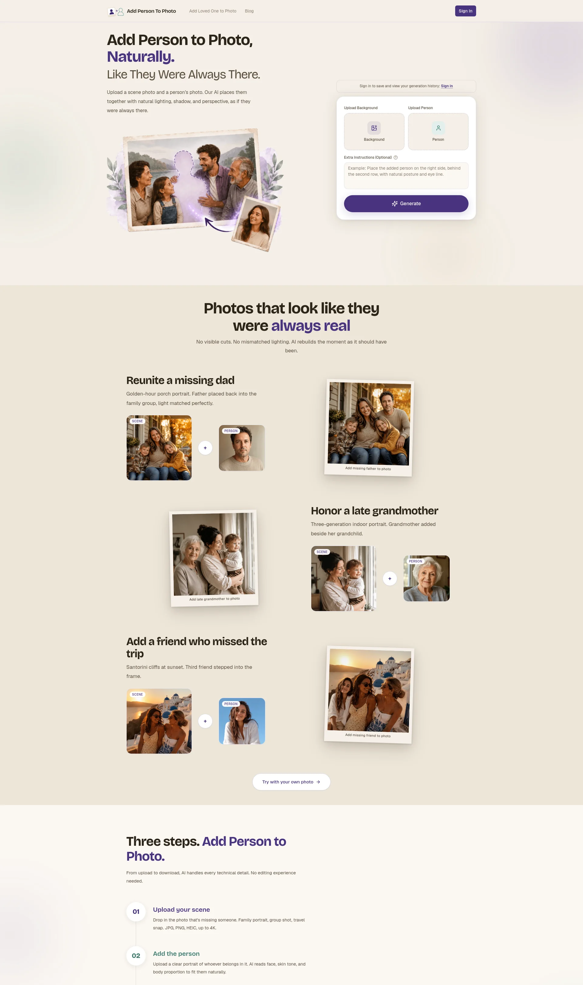 Add someone to your picture with AI