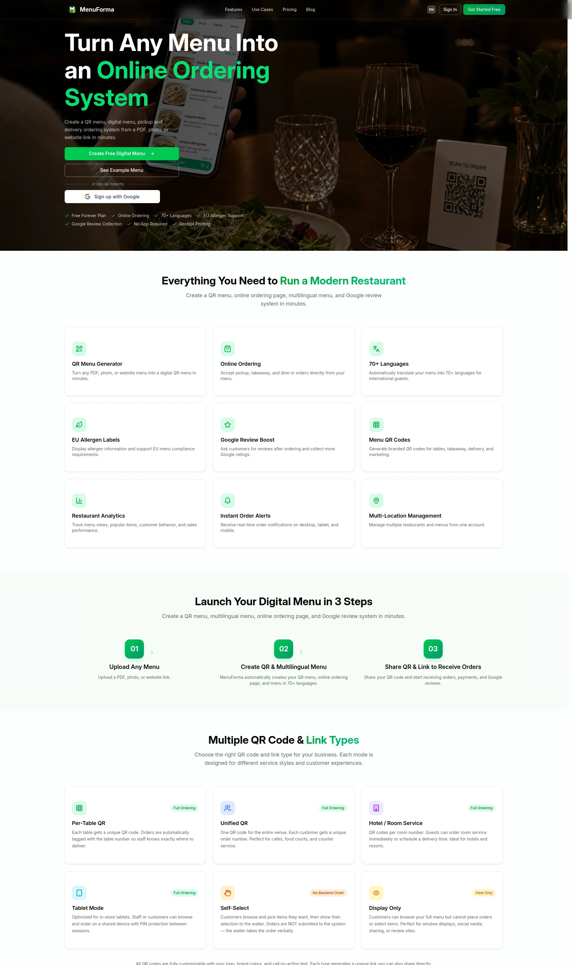 QR Menu, Delivery & Online Ordering