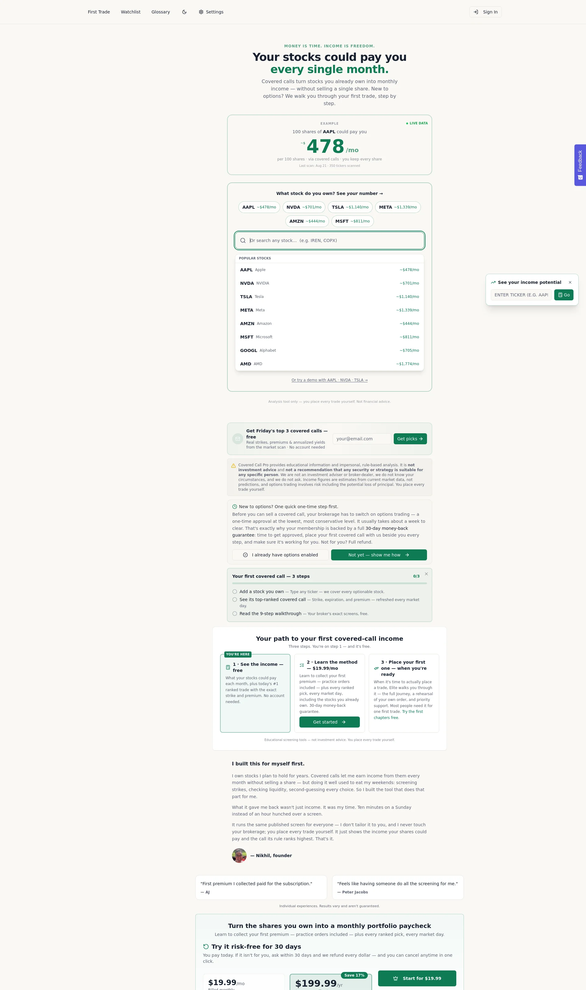 Turn Your Stocks Into Monthly Income with Covered Call Pro