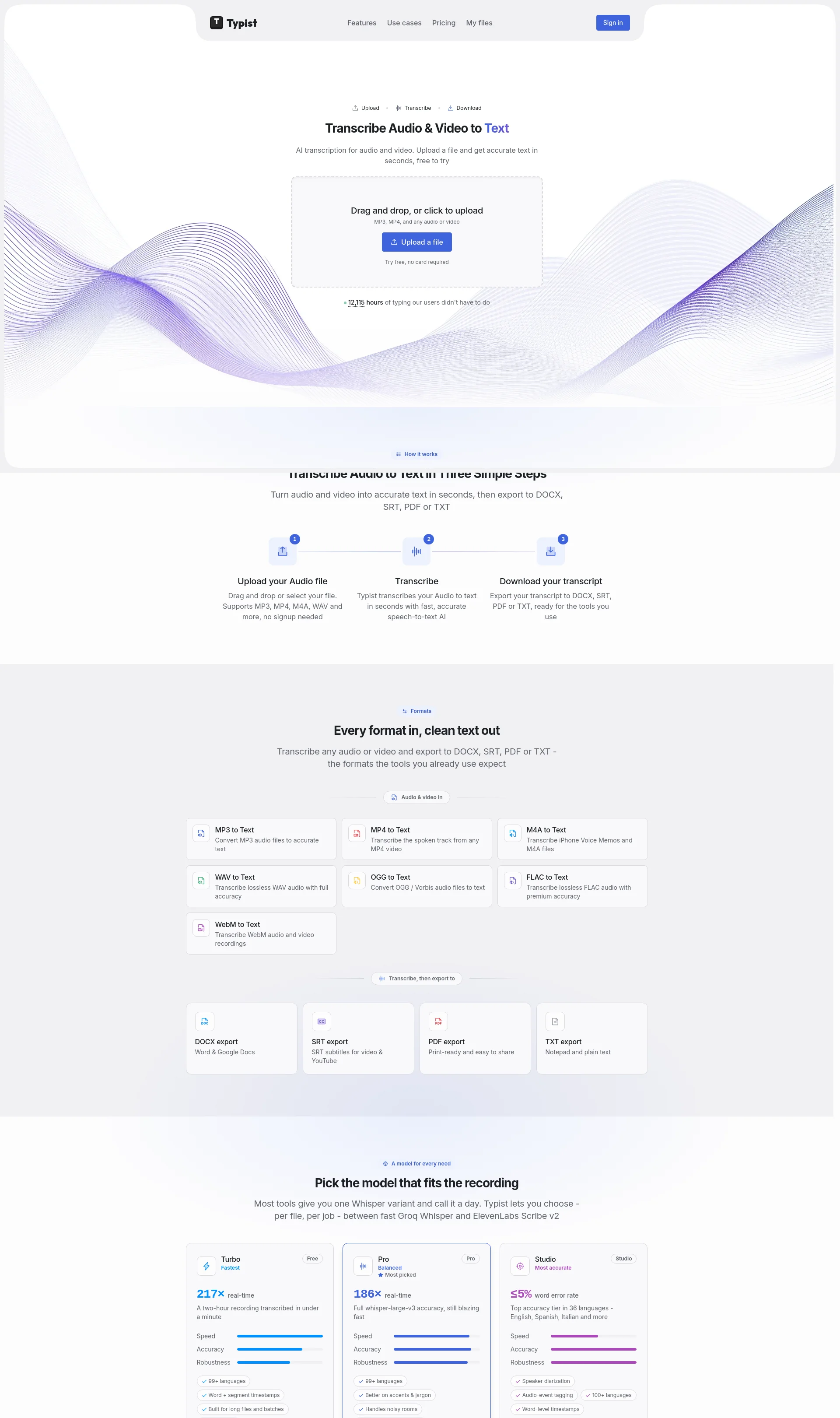 Free AI Transcription Typist