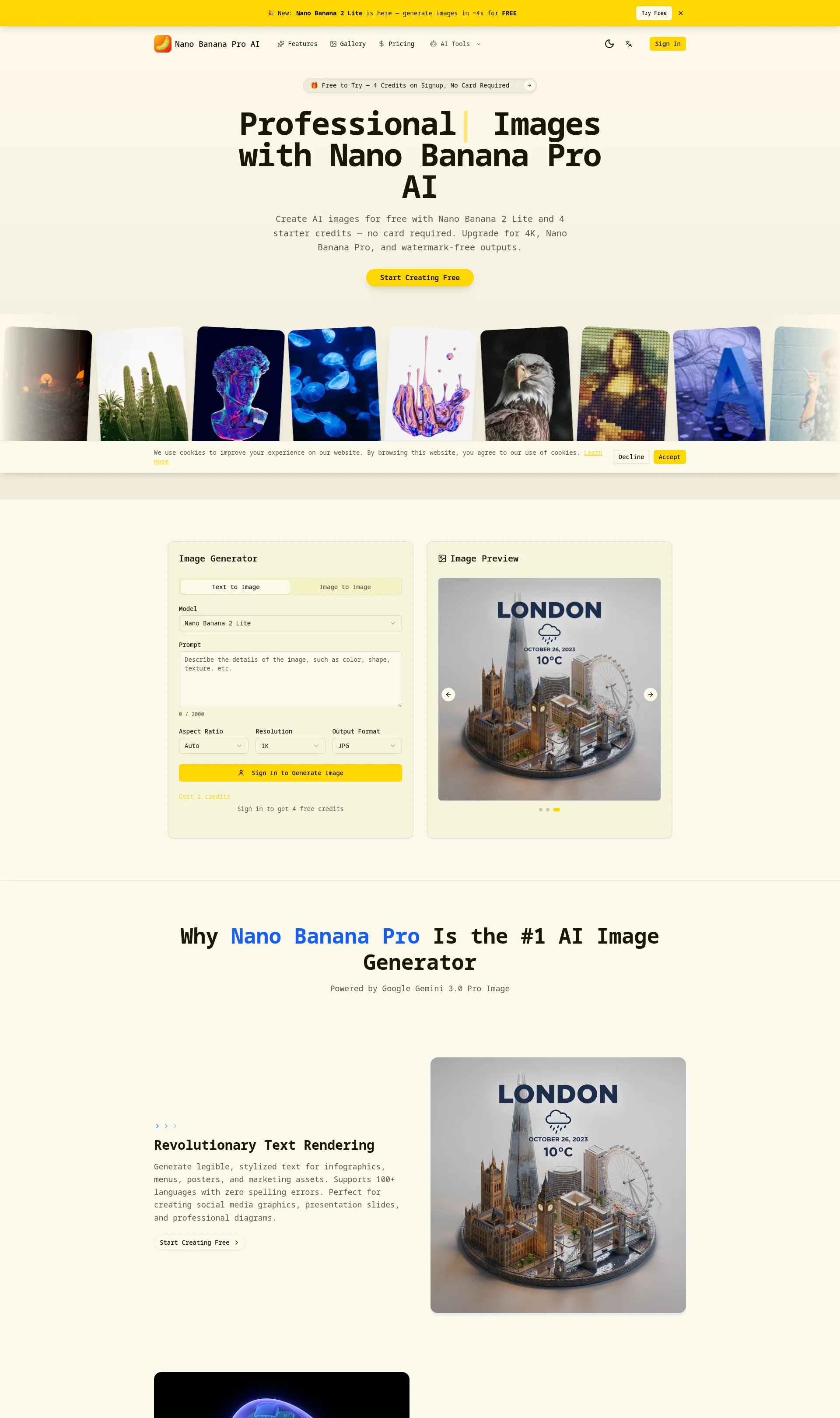Free AI Image Generator powered by Google Gemini 3.0 Pro Image