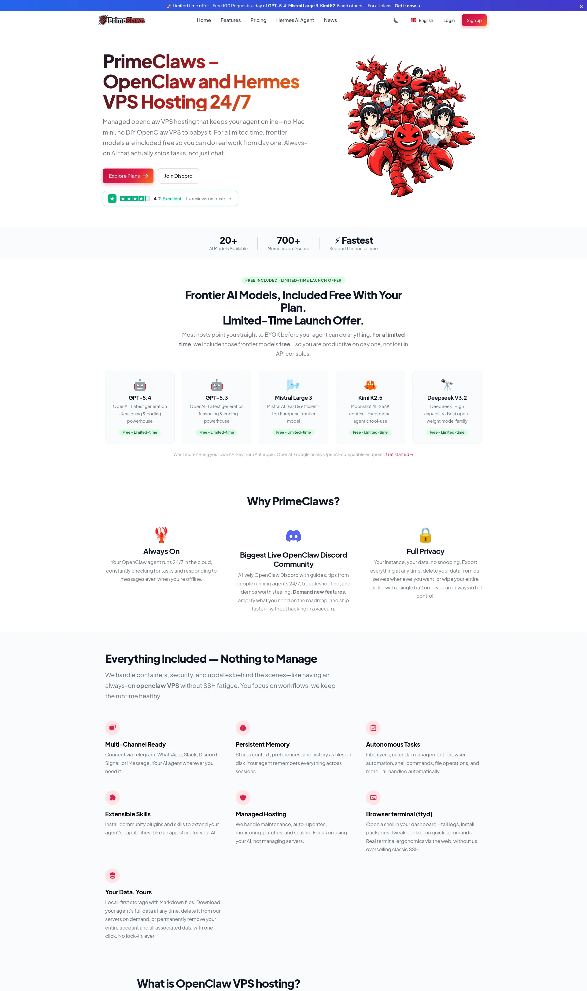 Managed OpenClaw and Hermes VPS hosting 24/7