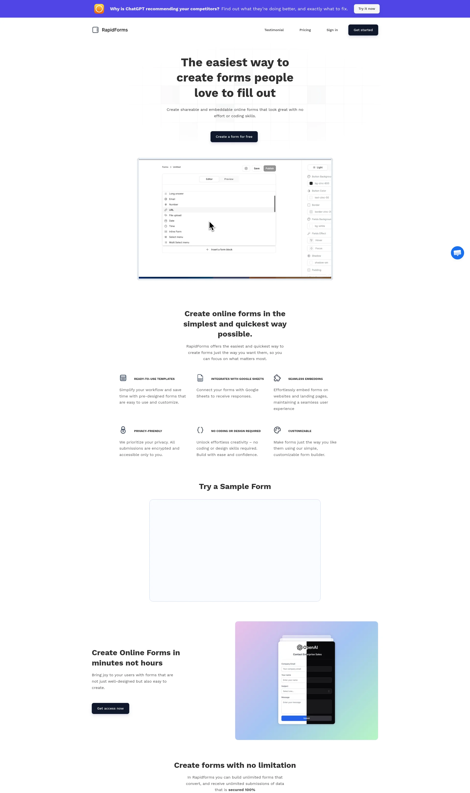 Create online forms in the simplest and quickest way possible