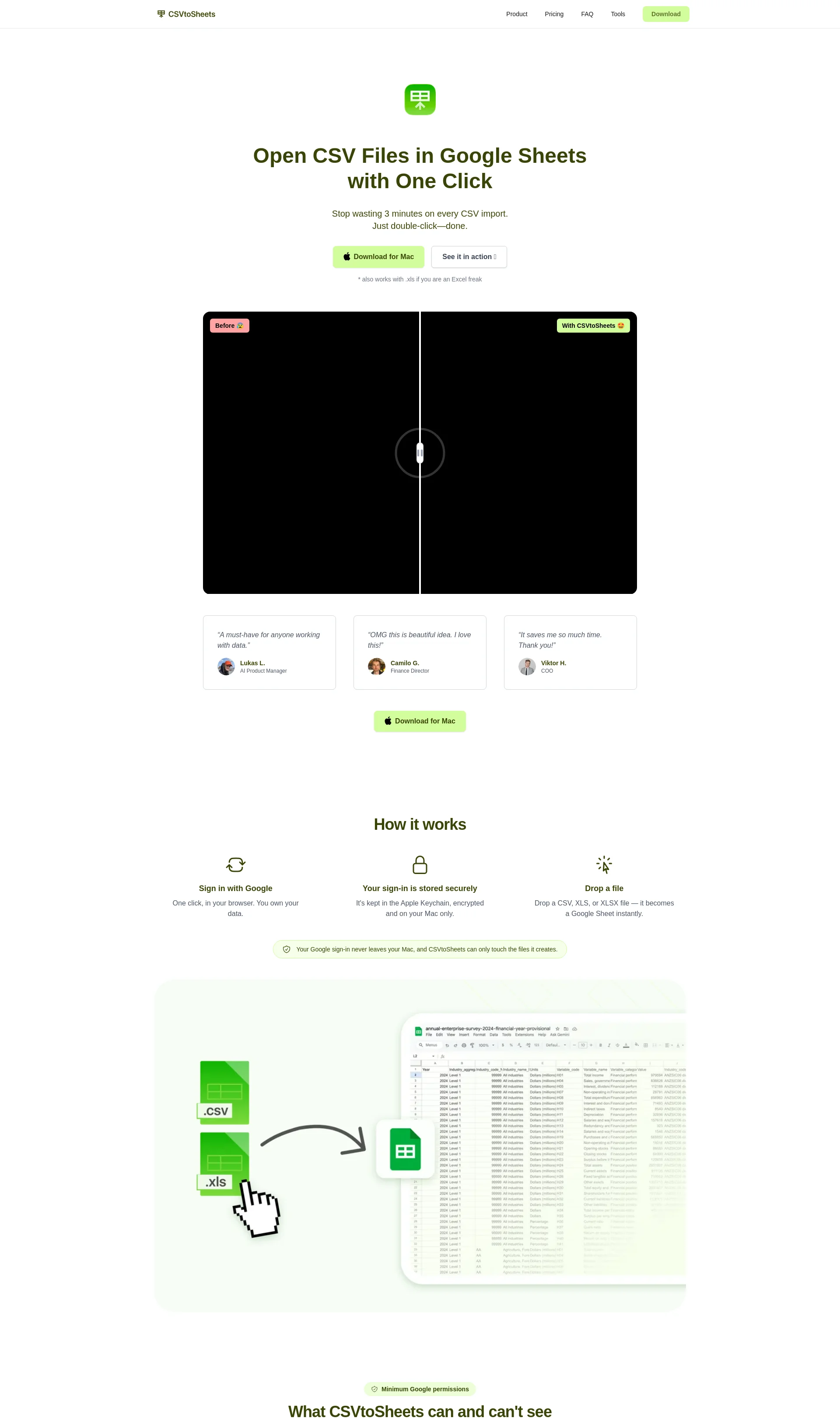 CSV to Google Sheets with Double-Click