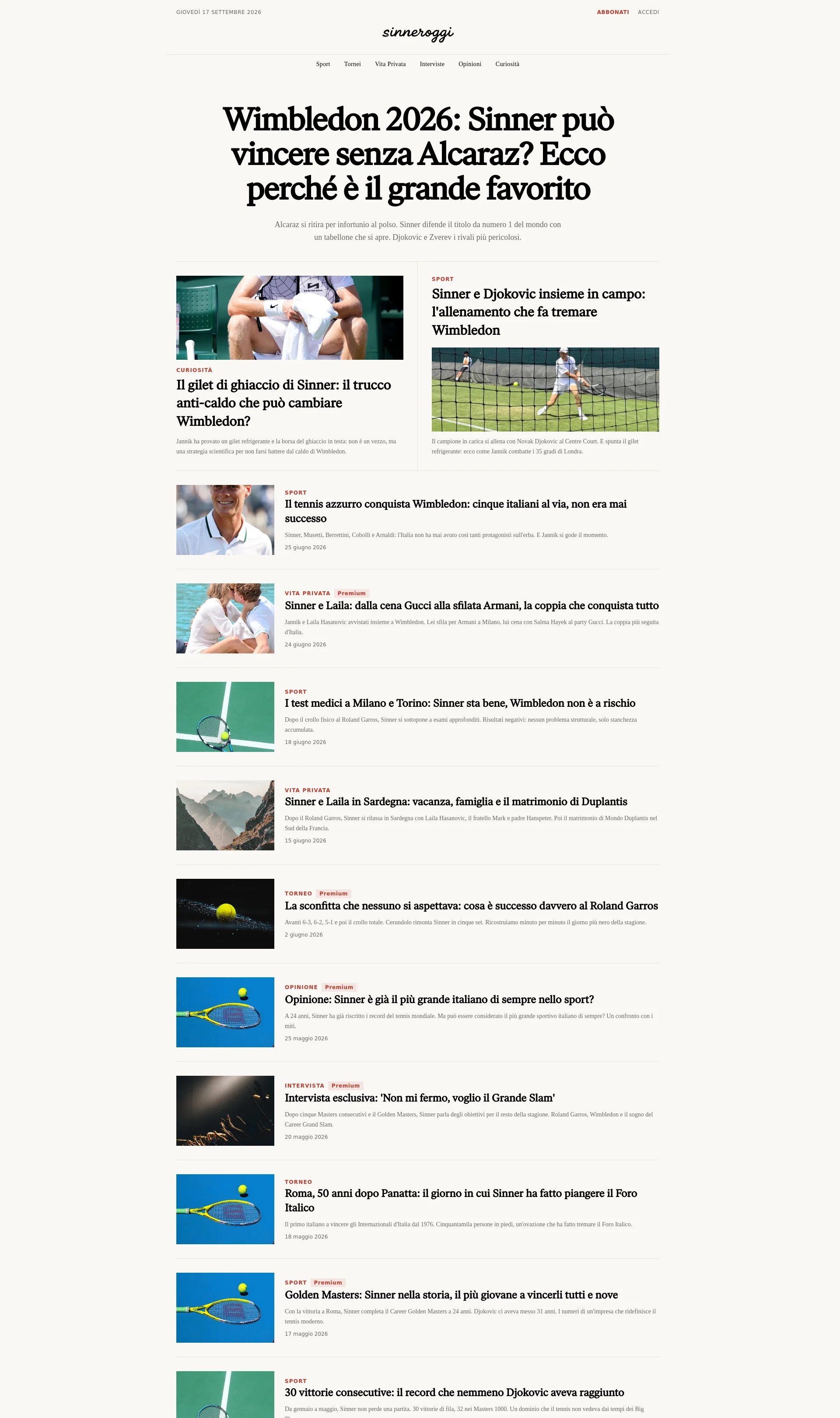 The Daily Journal of Jannik Sinner
