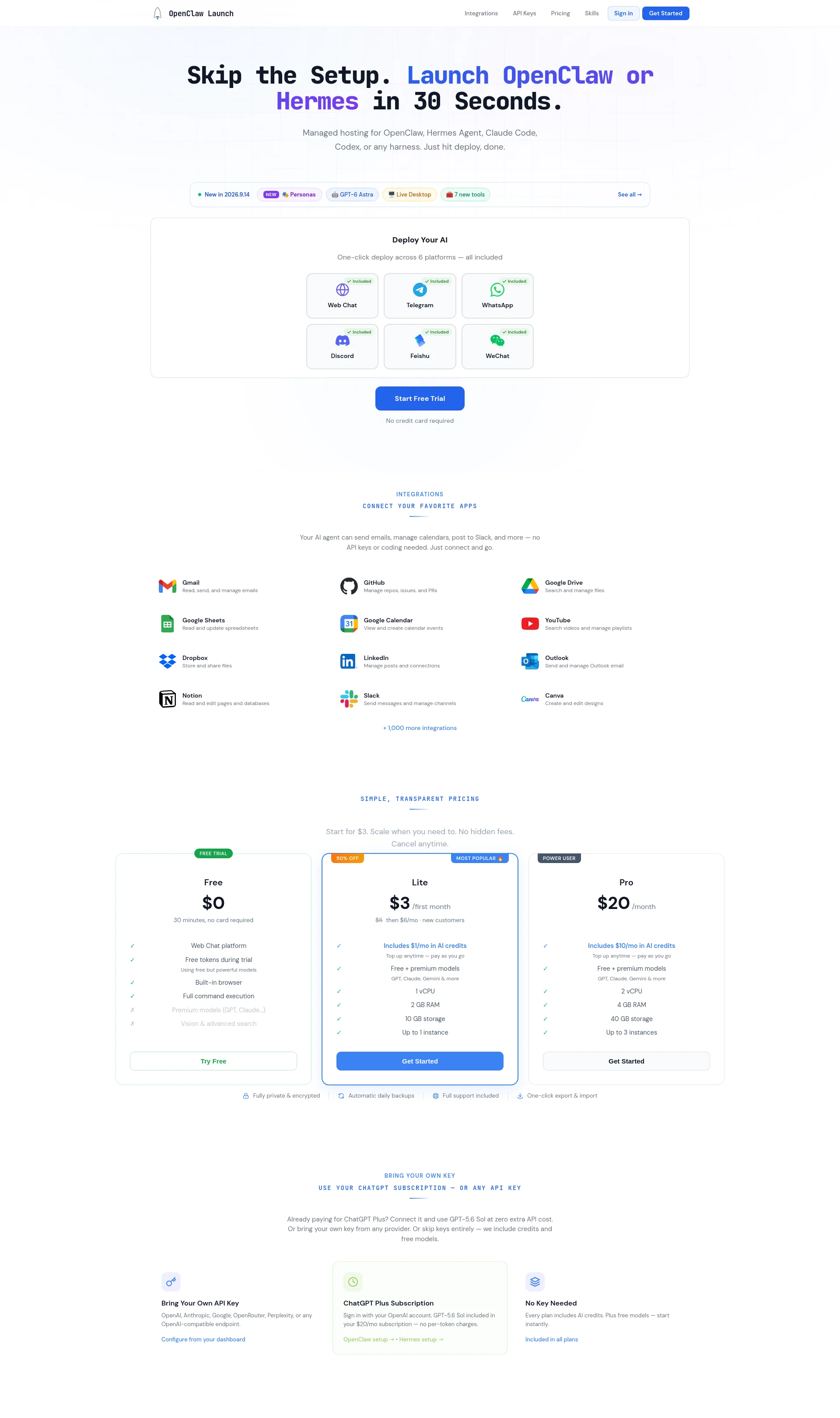 Deploy OpenClaw, Hermes or Claude Code in Seconds