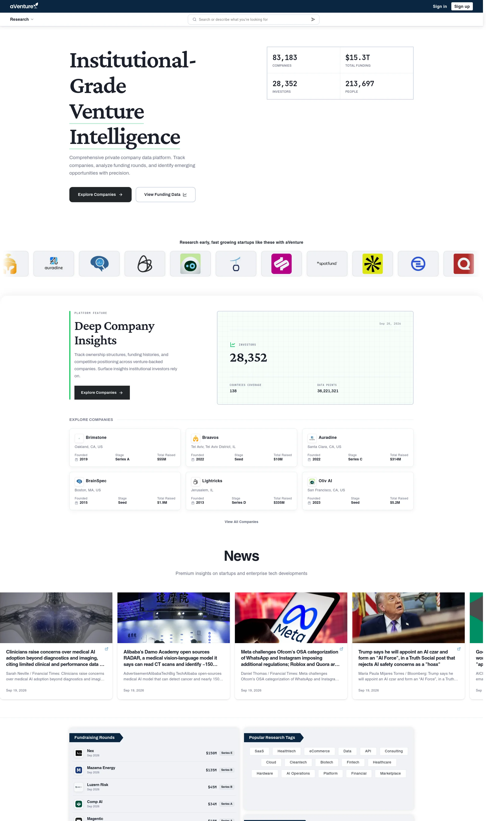Research Platform for VC-Backed Startups